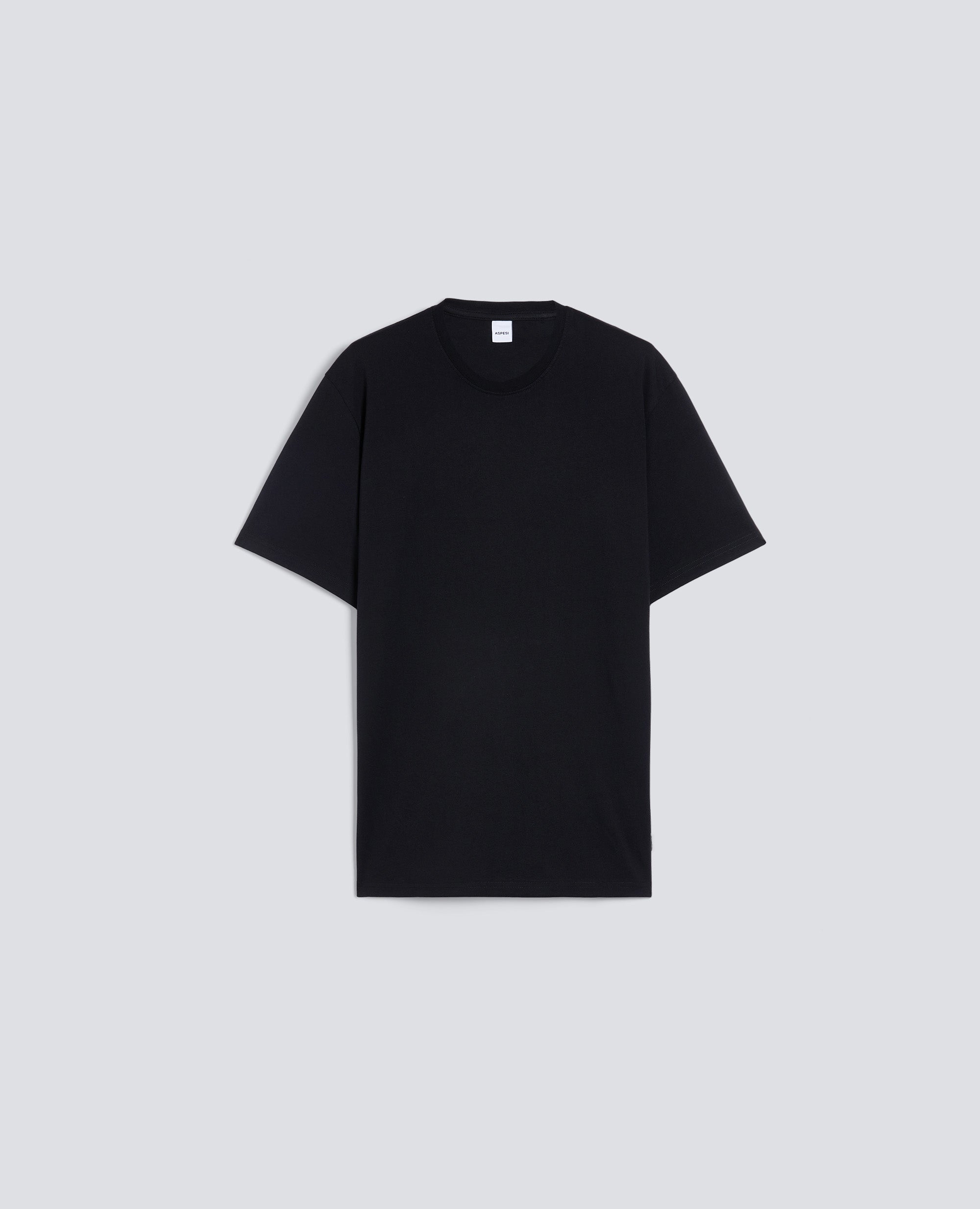 T-SHIRT IN JERSEY DI COTONE-NERO-BLACK-NEGRO-SCHWARZ-NOIR