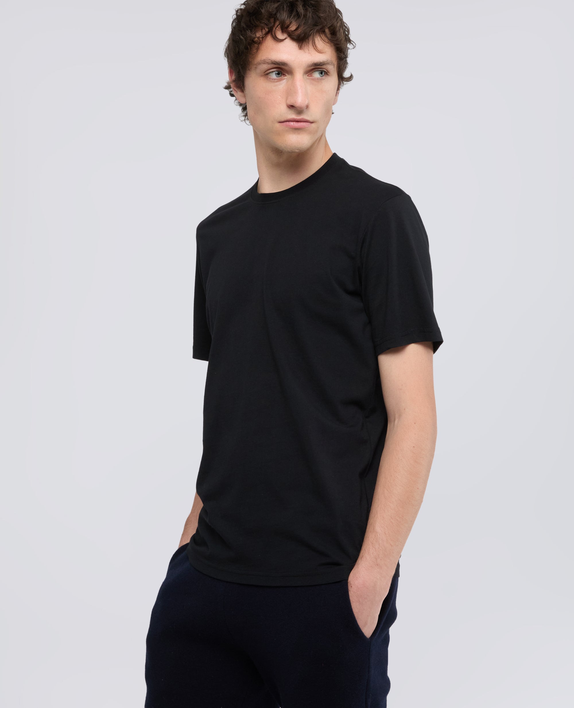 CAMISETA DE ALGODON JERSEY - NEGRO - ASPESI