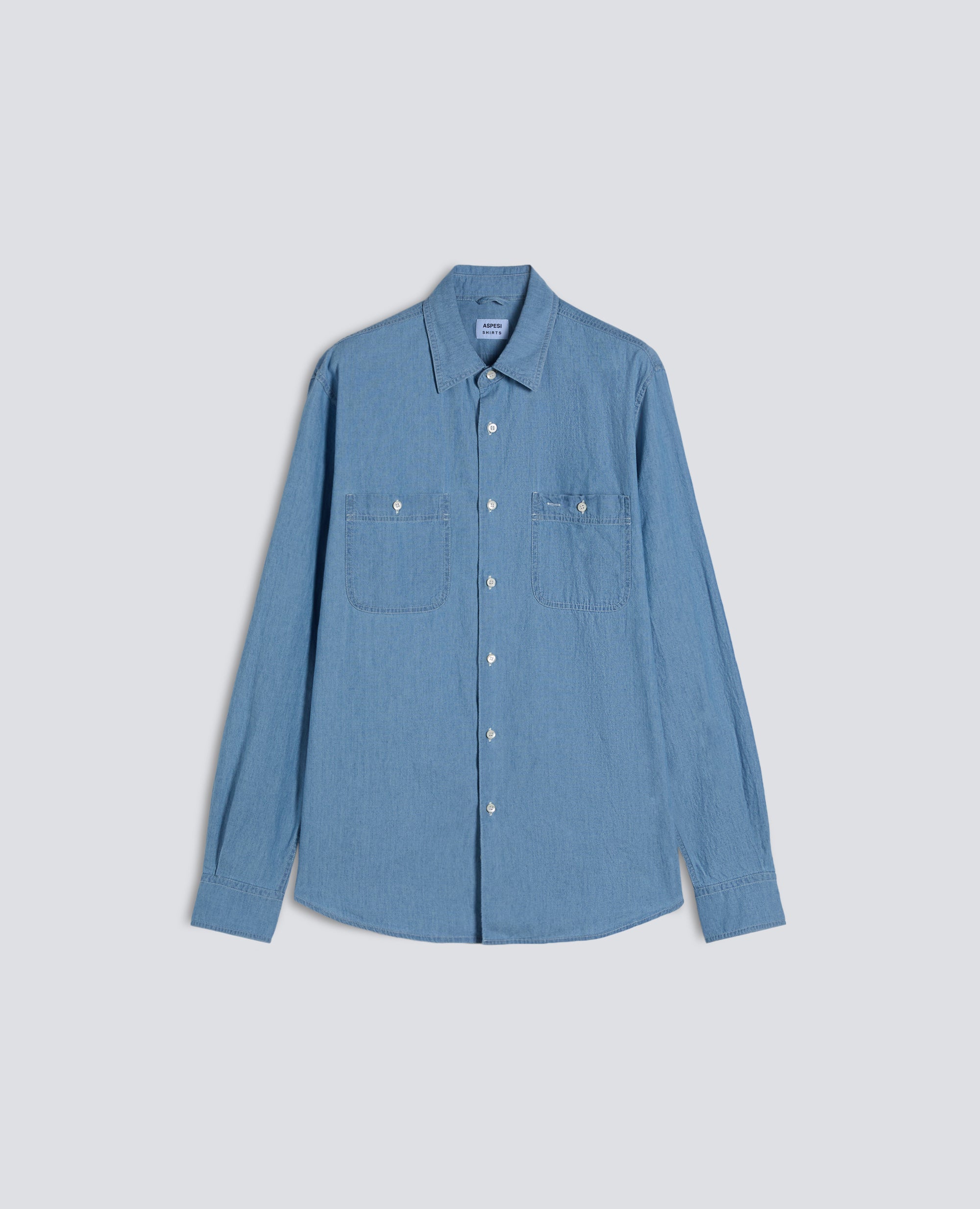 CAMICIA DA LAVORO NEW C SLIM IN CHAMBRAY DI COTONE-DENIM CHIARO-LIGHT DENIM-DENIM CLARO-HELLES DENIM-DENIM CLAIR