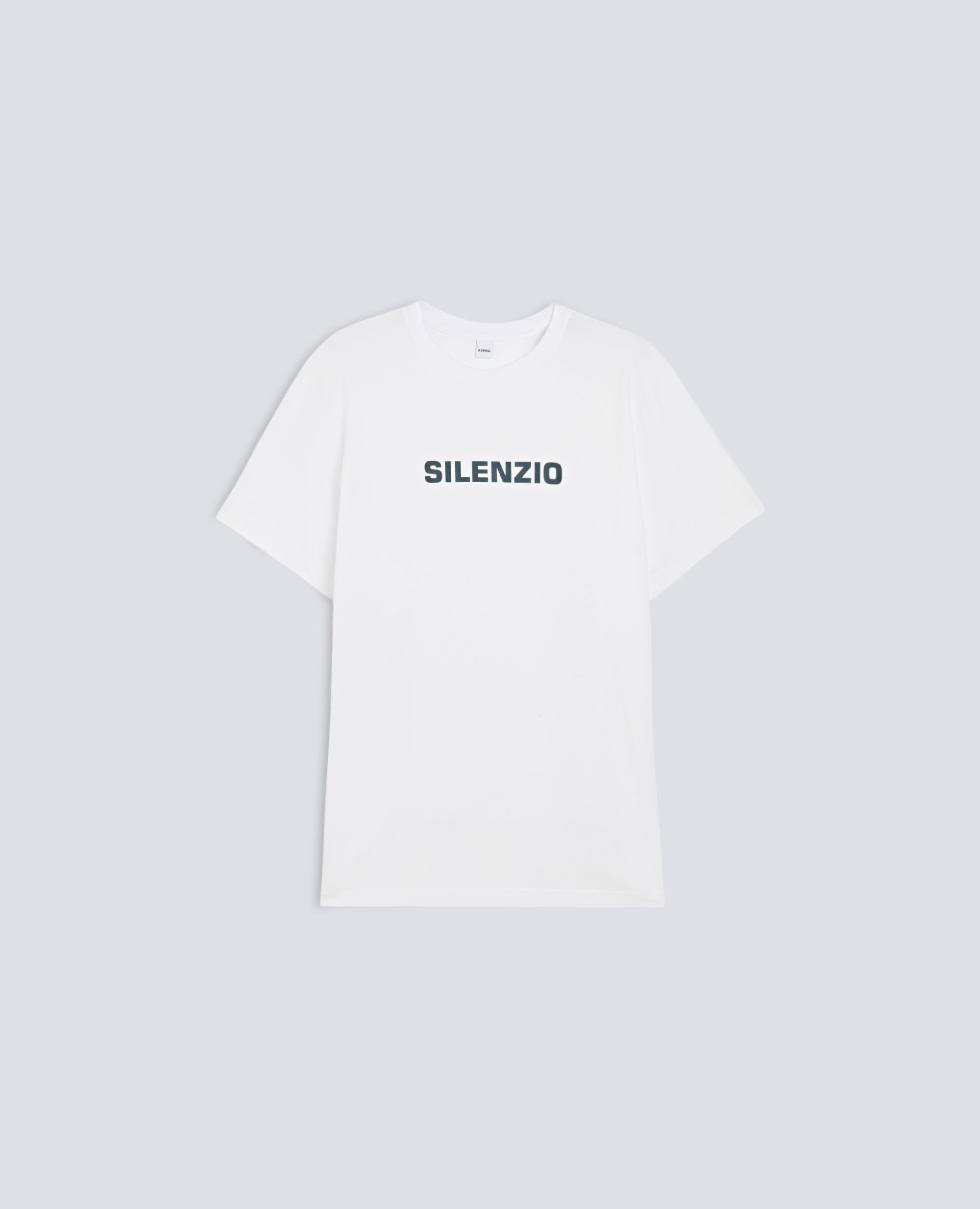 CAMISETA DE JERSEY DE ALGODON CON ESTAMPADO <SILENZIO> - BIANCO - ASPESI