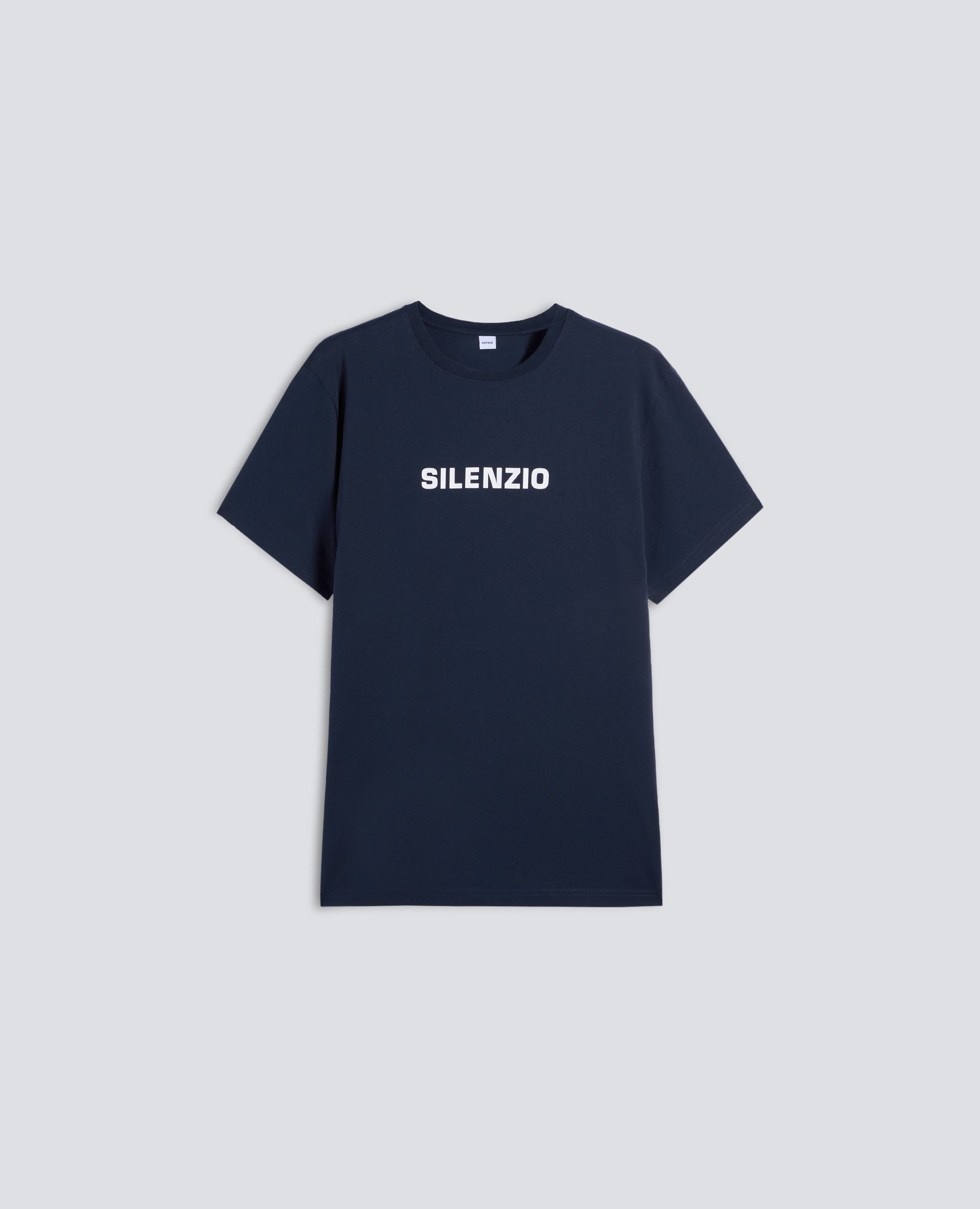 T-SHIRT IN JERSEY DI COTONE CON STAMPA -SILENZIO- - NAVY - ASPESI