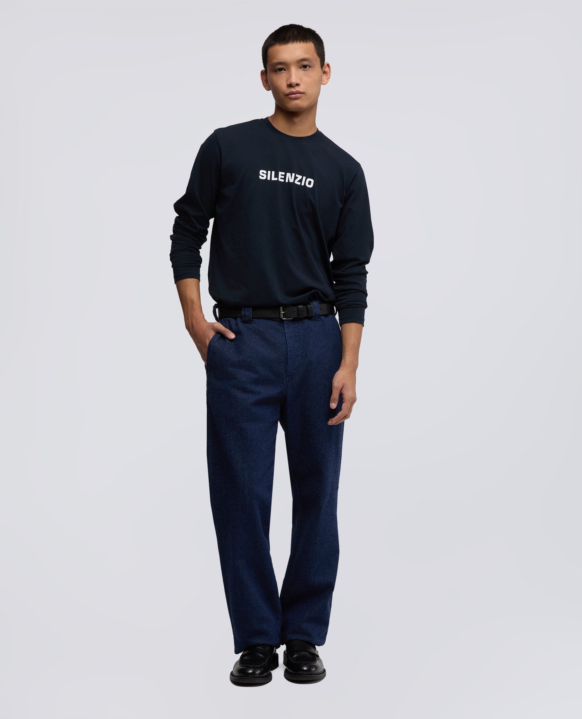 T-SHIRT A MANICHE LUNGHE SILENZIO-NAVY-NAVY-AZUL MARINO-NAVY-NAVY