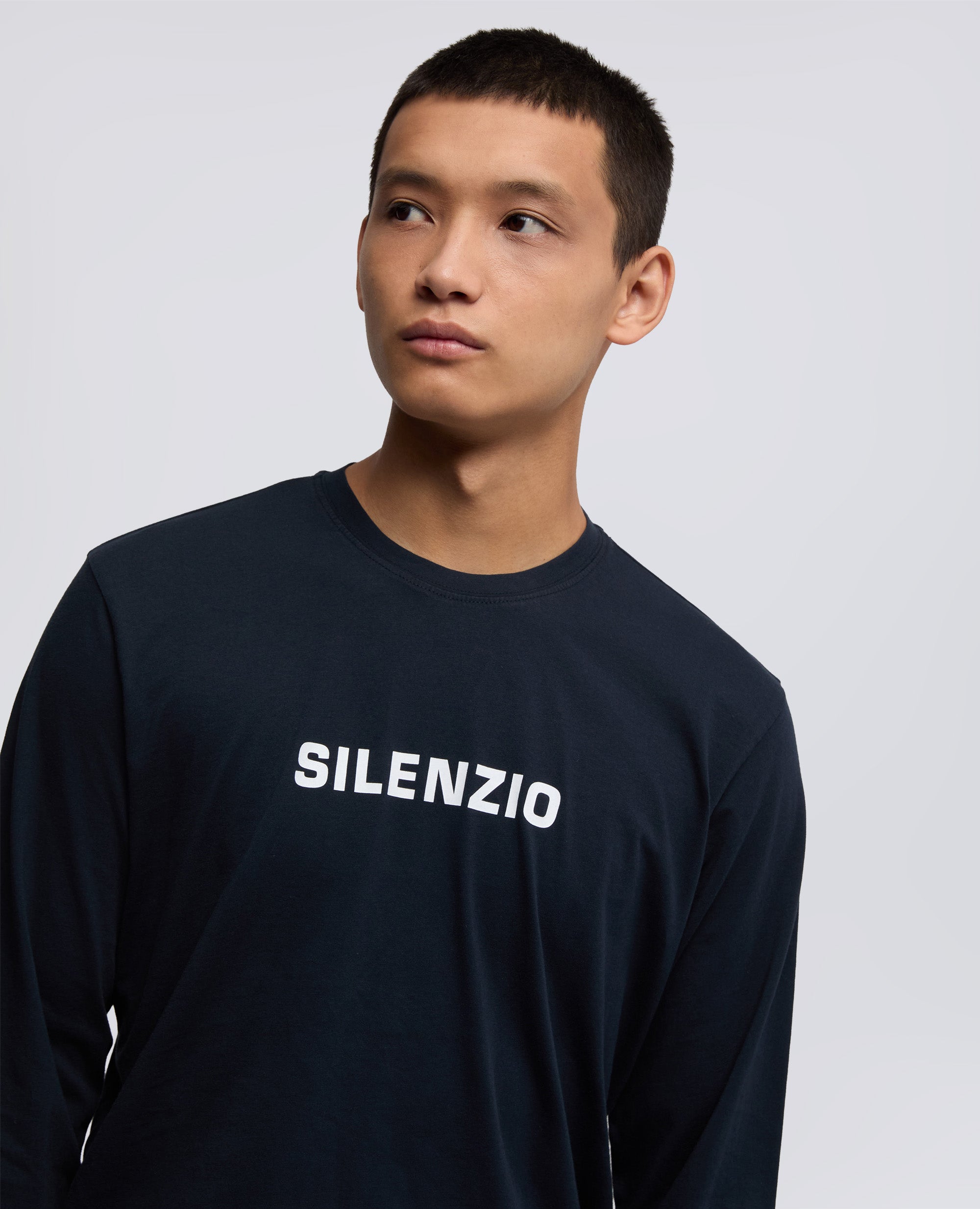 T-SHIRT A MANICHE LUNGHE SILENZIO-NAVY-NAVY-AZUL MARINO-NAVY-NAVY