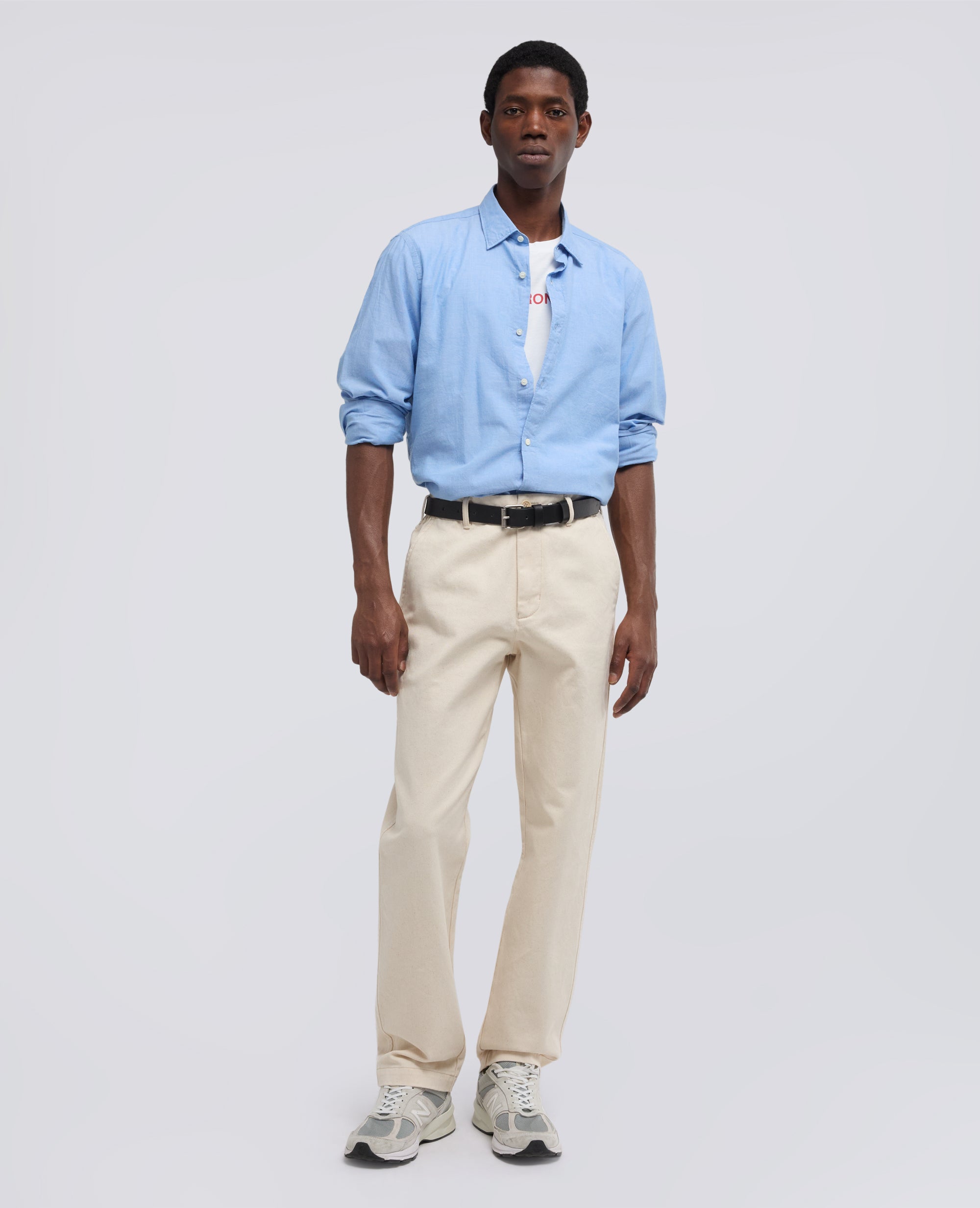 CAMICIA CLASSICA IN CHAMBRAY INDIANO-AZZURRO-SKY BLUE-AZUL CLARO-HIMMELBLAU-BLEU CIEL