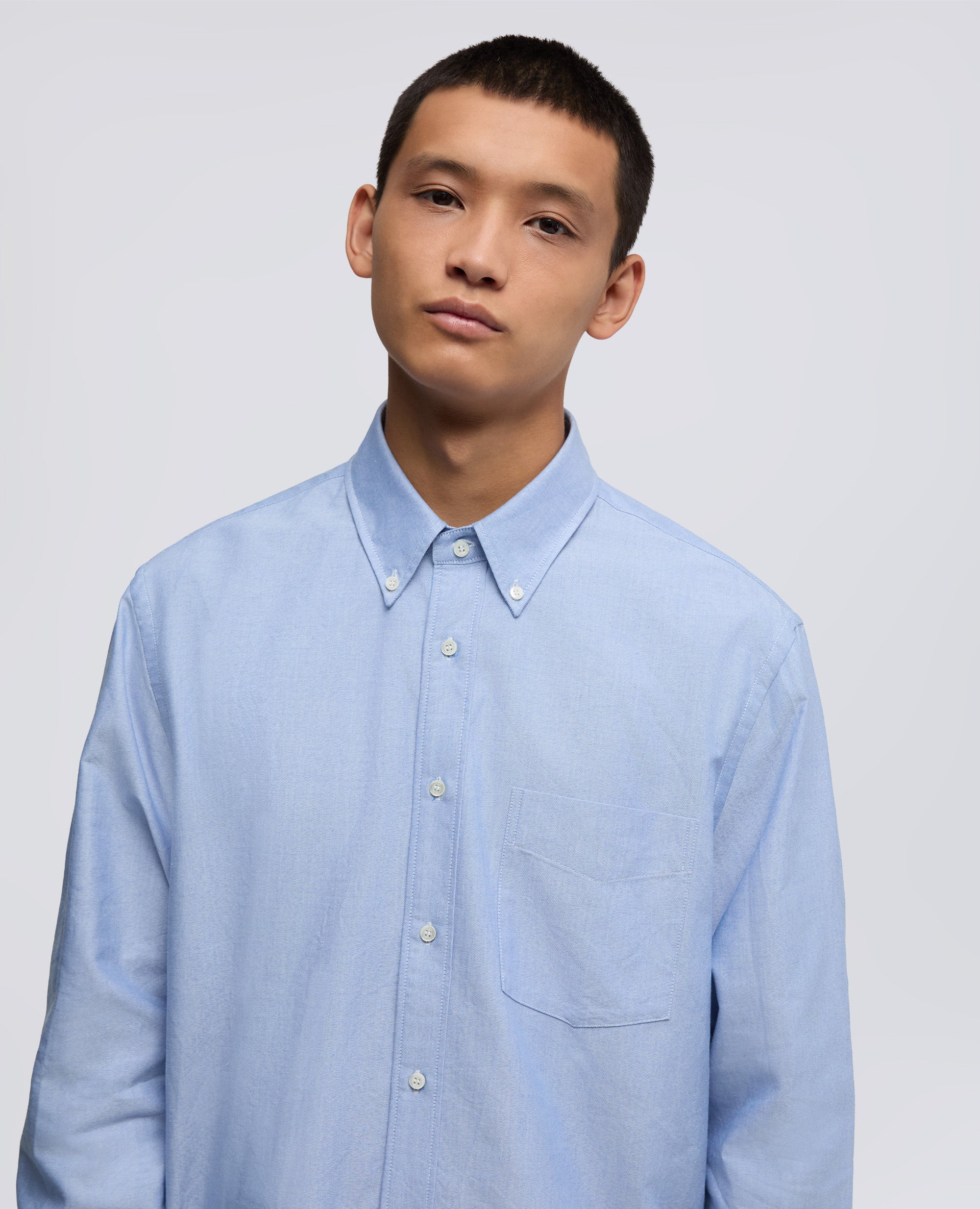 CAMICIA IN COTONE OXFORD CON COLLO BUTTON DOWN-AZZURRO-SKY BLUE-AZUL CLARO-HIMMELBLAU-BLEU CIEL