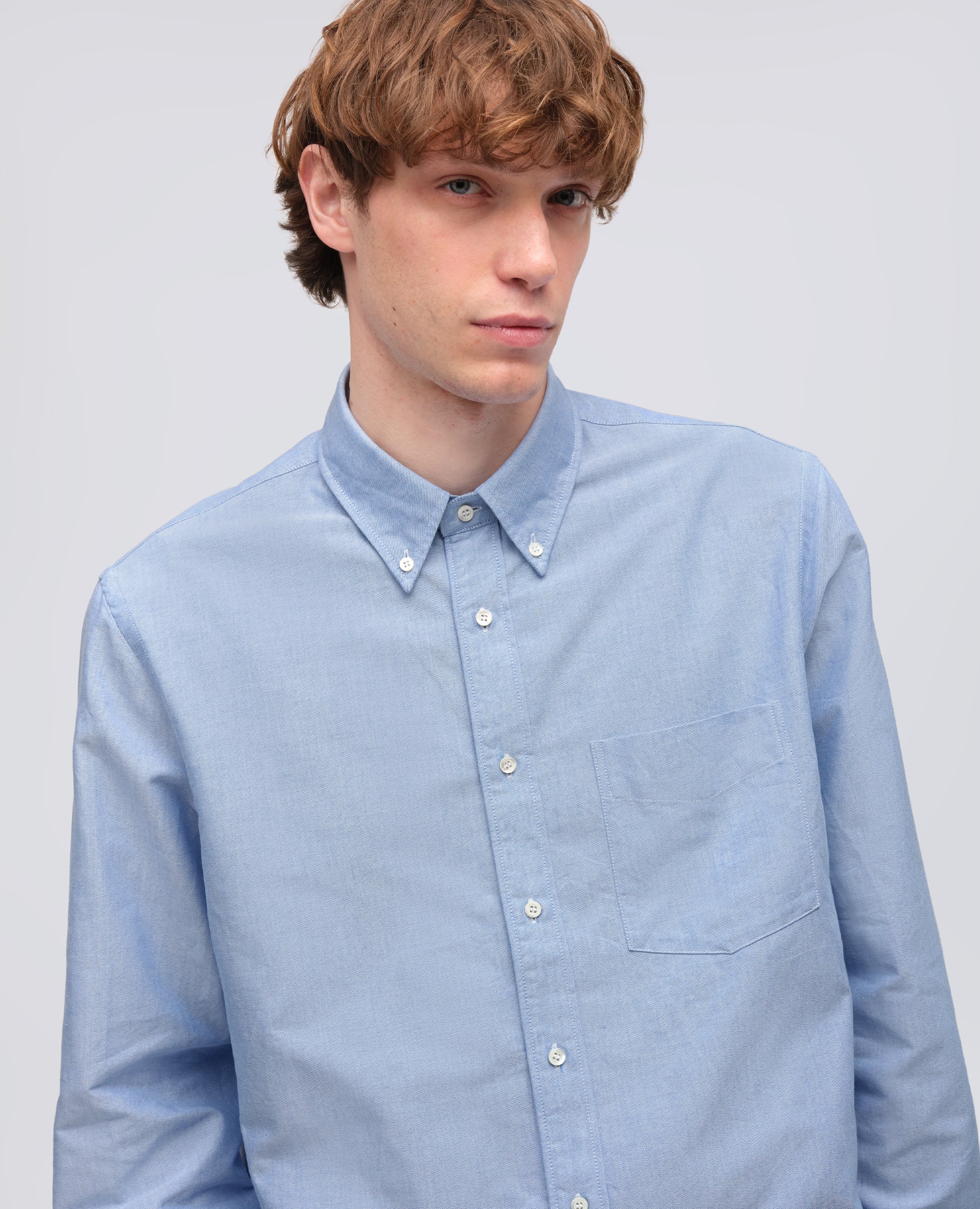 CAMICIA IN COTONE OXFORD CON COLLO BUTTON DOWN-AZZURRO-SKY BLUE-AZUL CLARO-HIMMELBLAU-BLEU CIEL