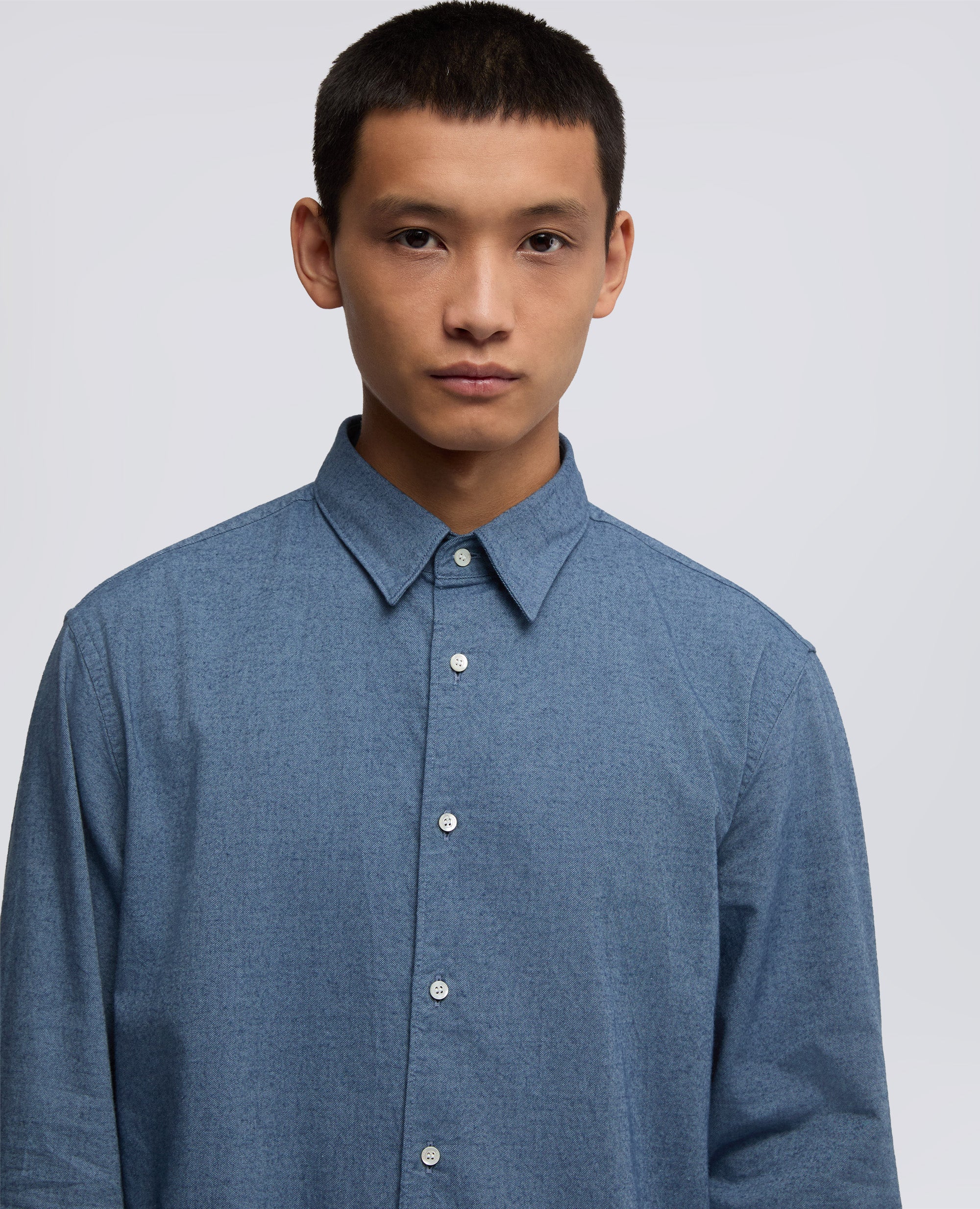 CAMICIA COMMA IN FLANELLA-AZZURRO-SKY BLUE-AZUL CLARO-HIMMELBLAU-BLEU CIEL