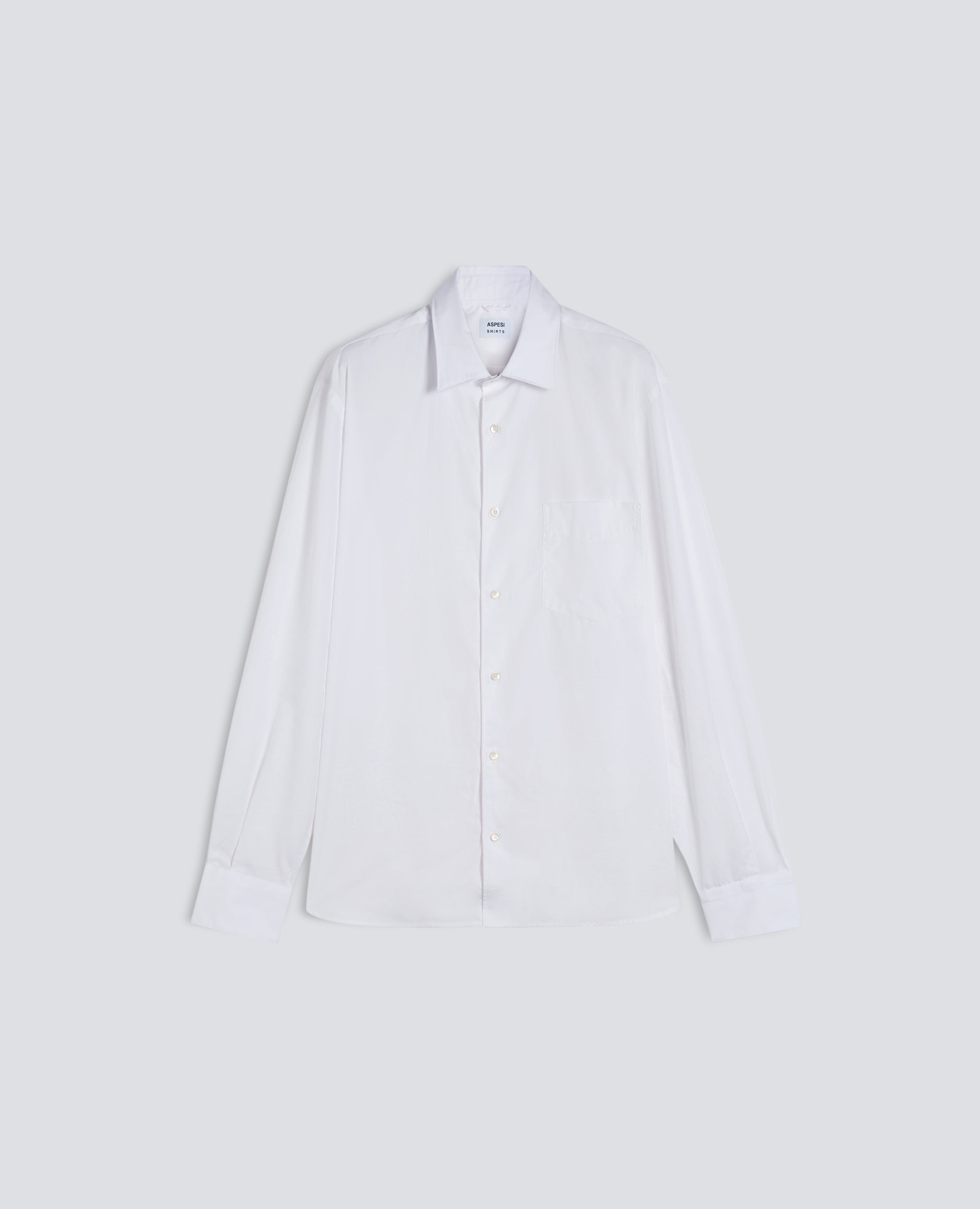 CAMICIA CLASSICA IN POPELINE DI COTONE CON TASCHINO-BIANCO-WHITE-BLANCO-WEISS-BLANC
