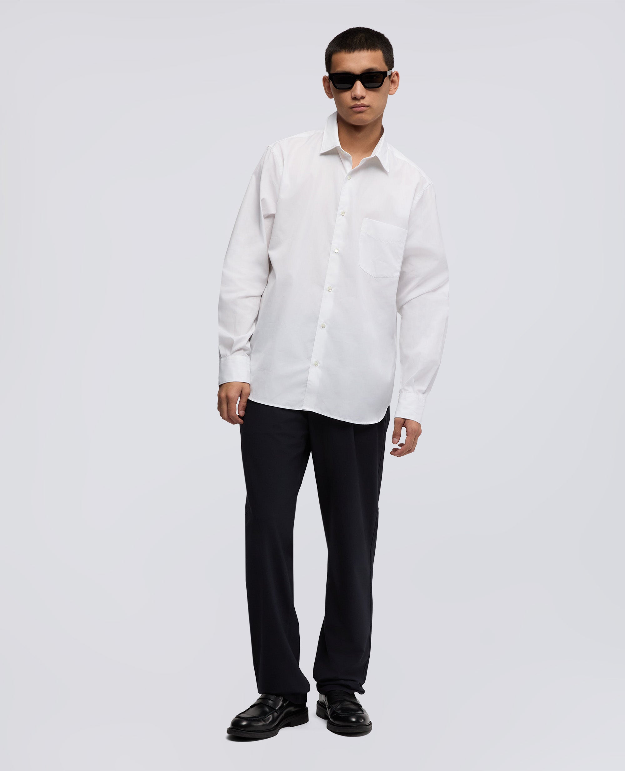CAMICIA CLASSICA IN COTONE CON TASCHINO-BIANCO-WHITE-BLANCO-WEISS-BLANC
