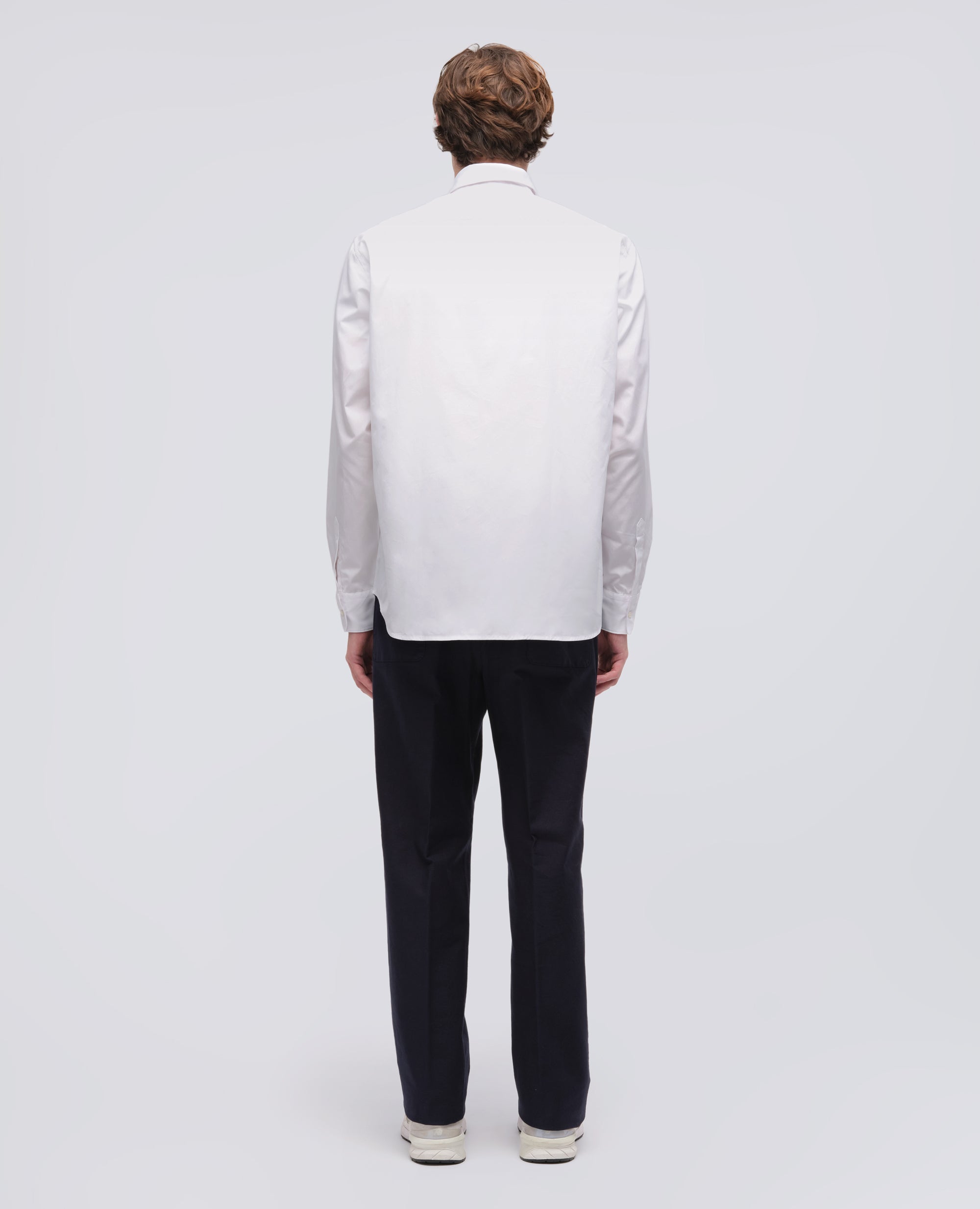 CAMICIA CLASSICA IN POPELINE DI COTONE CON TASCHINO-BIANCO-WHITE-BLANCO-WEISS-BLANC