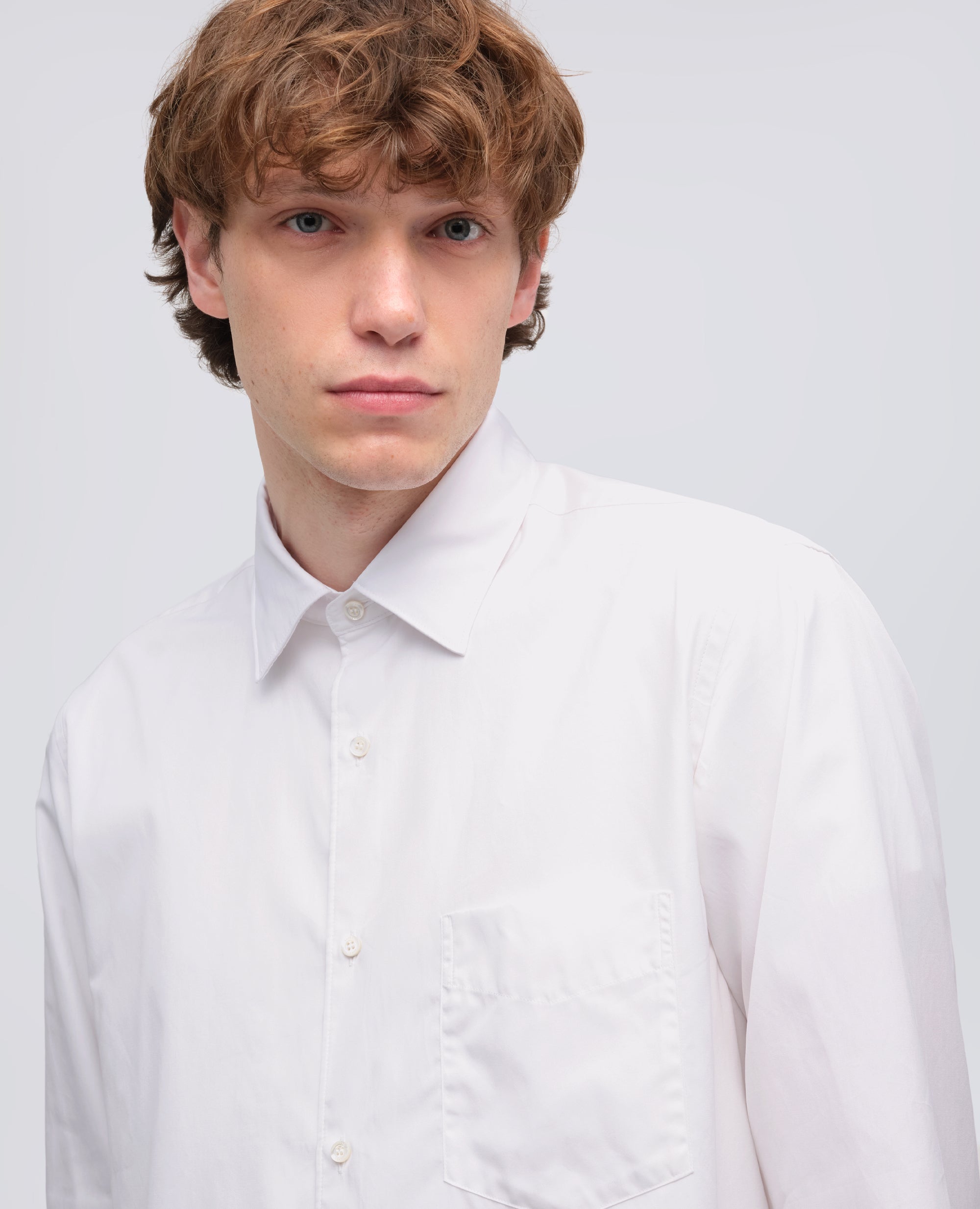 CAMICIA CLASSICA IN POPELINE DI COTONE CON TASCHINO-BIANCO-WHITE-BLANCO-WEISS-BLANC