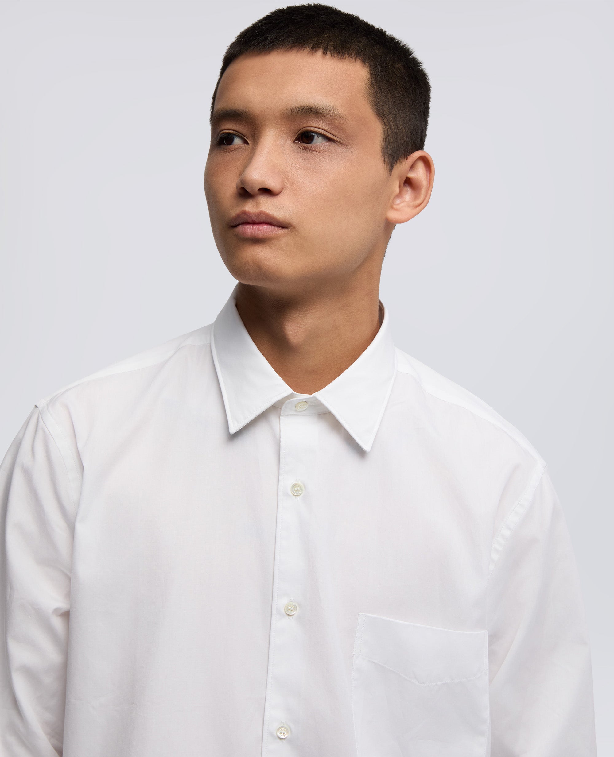 CAMICIA CLASSICA IN COTONE CON TASCHINO-BIANCO-WHITE-BLANCO-WEISS-BLANC