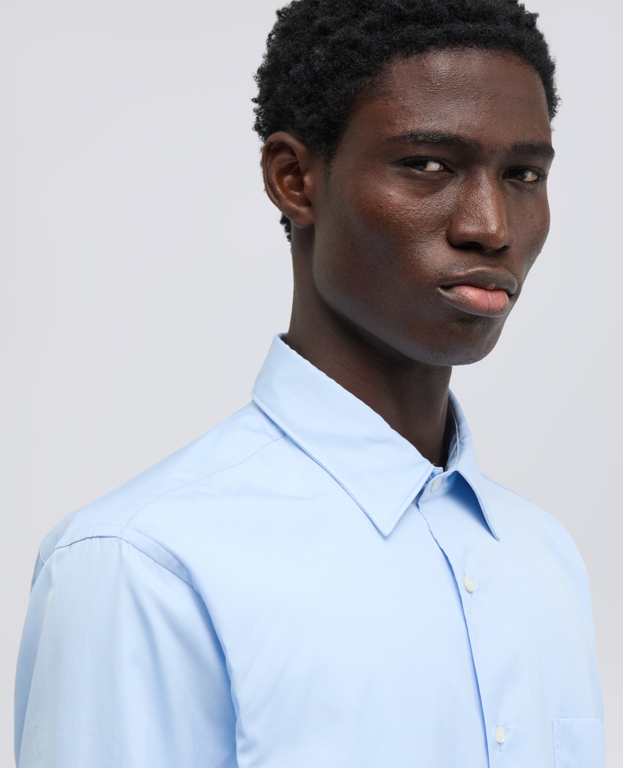 CAMICIA CLASSICA IN COTONE CON TASCHINO-AZZURRO-SKY BLUE-AZUL CLARO-HIMMELBLAU-BLEU CIEL