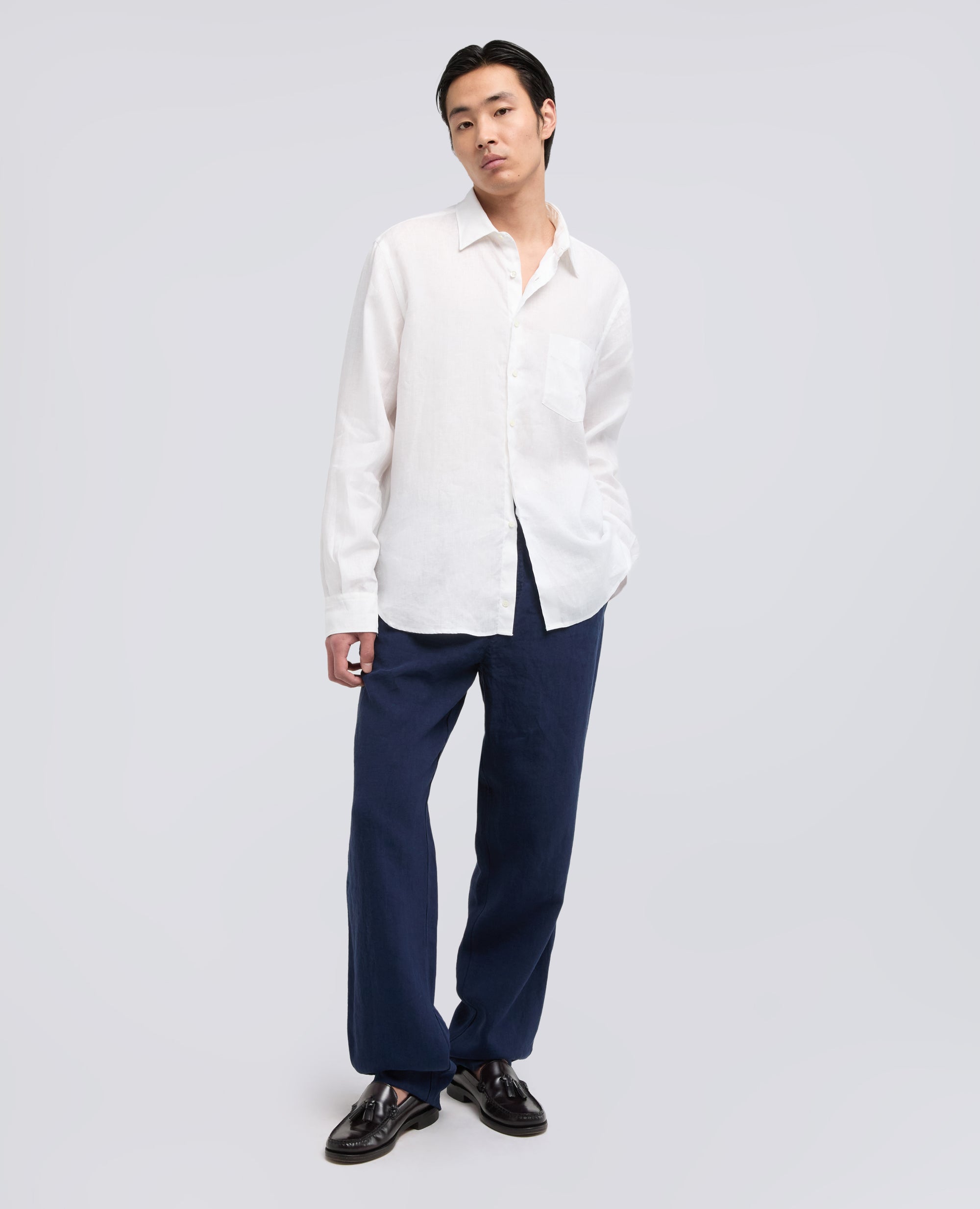 CAMICIA IN CHAMBRAY GIAPPONESE-BIANCO-WHITE-BLANCO-WEISS-BLANC