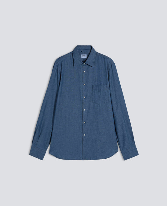 CAMICIA IN CHAMBRAY DI COTONE GIAPPONESE-DENIM MEDIO-MEDIUM DENIM-DENIM MEDIO-MITTLERER DENIM-DENIM MOYEN