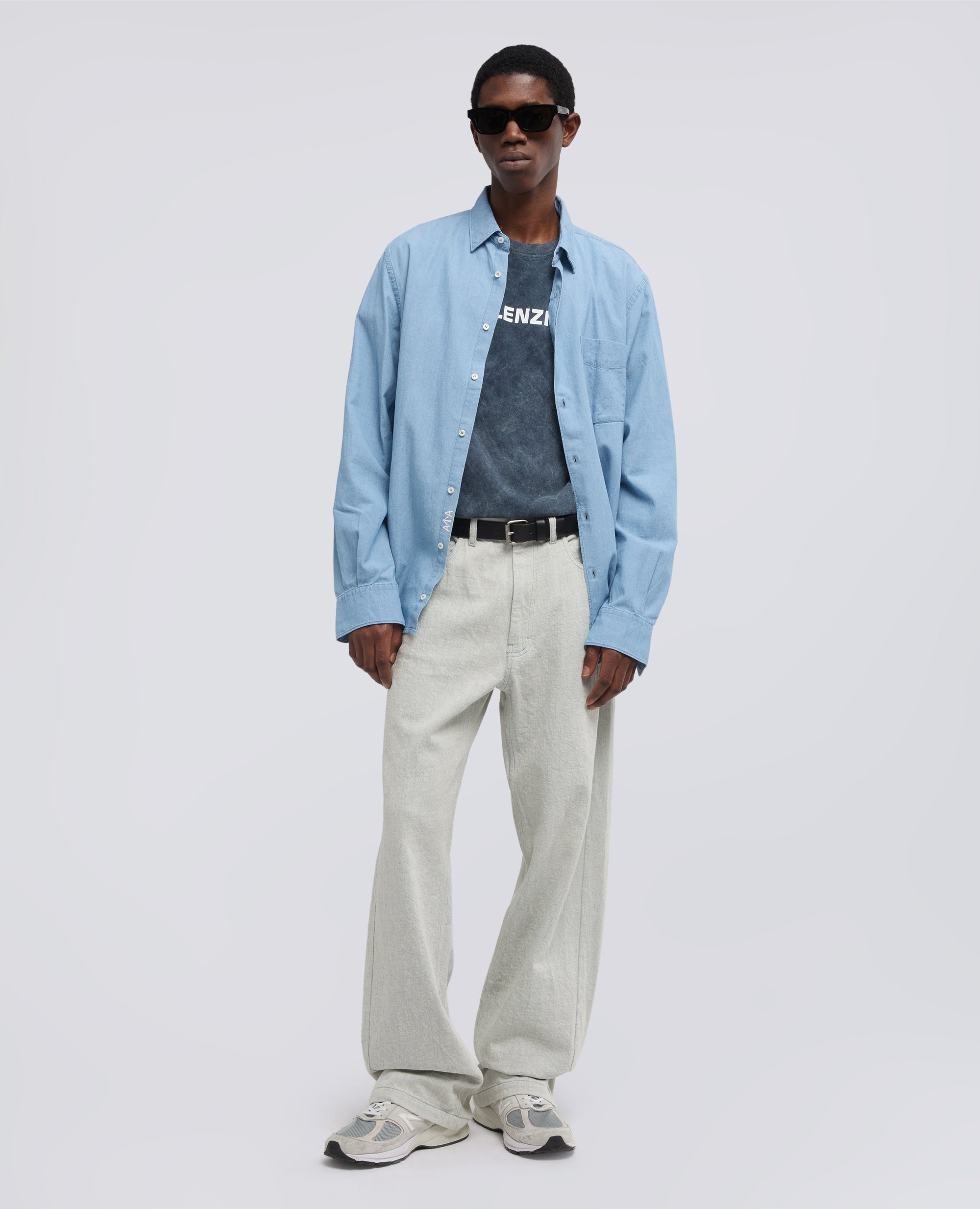 CAMICIA IN CHAMBRAY DI COTONE GIAPPONESE-DENIM CHIARO-LIGHT DENIM-DENIM CLARO-HELLES DENIM-DENIM CLAIR