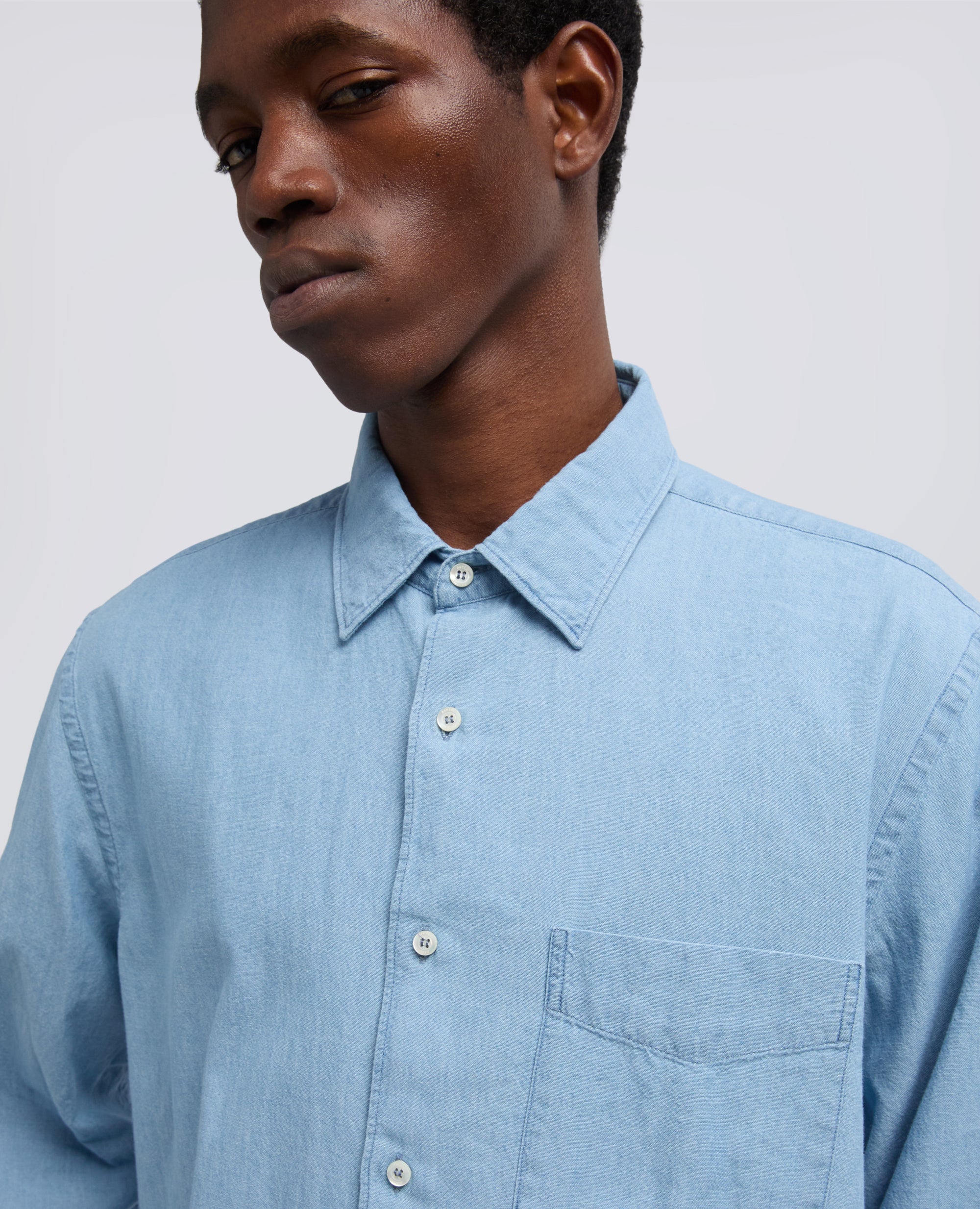 JAPANISCHES BAUMWOLLE-CHAMBRAY-HEMD - HELLES DENIM - ASPESI