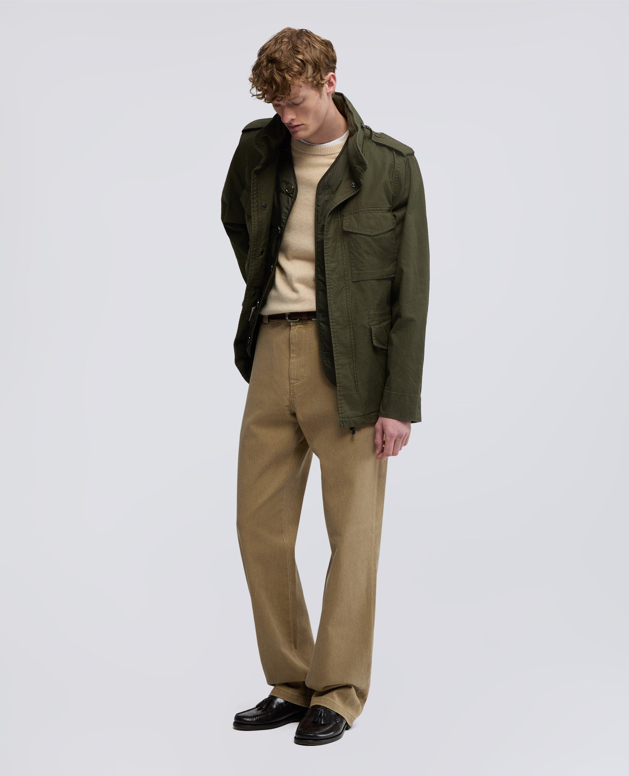 MINI FIELD JACKET IN GABARDINA DI COTONE-MILITARE-MILITARY-MILITAR-MILITAR-MILITAIRE