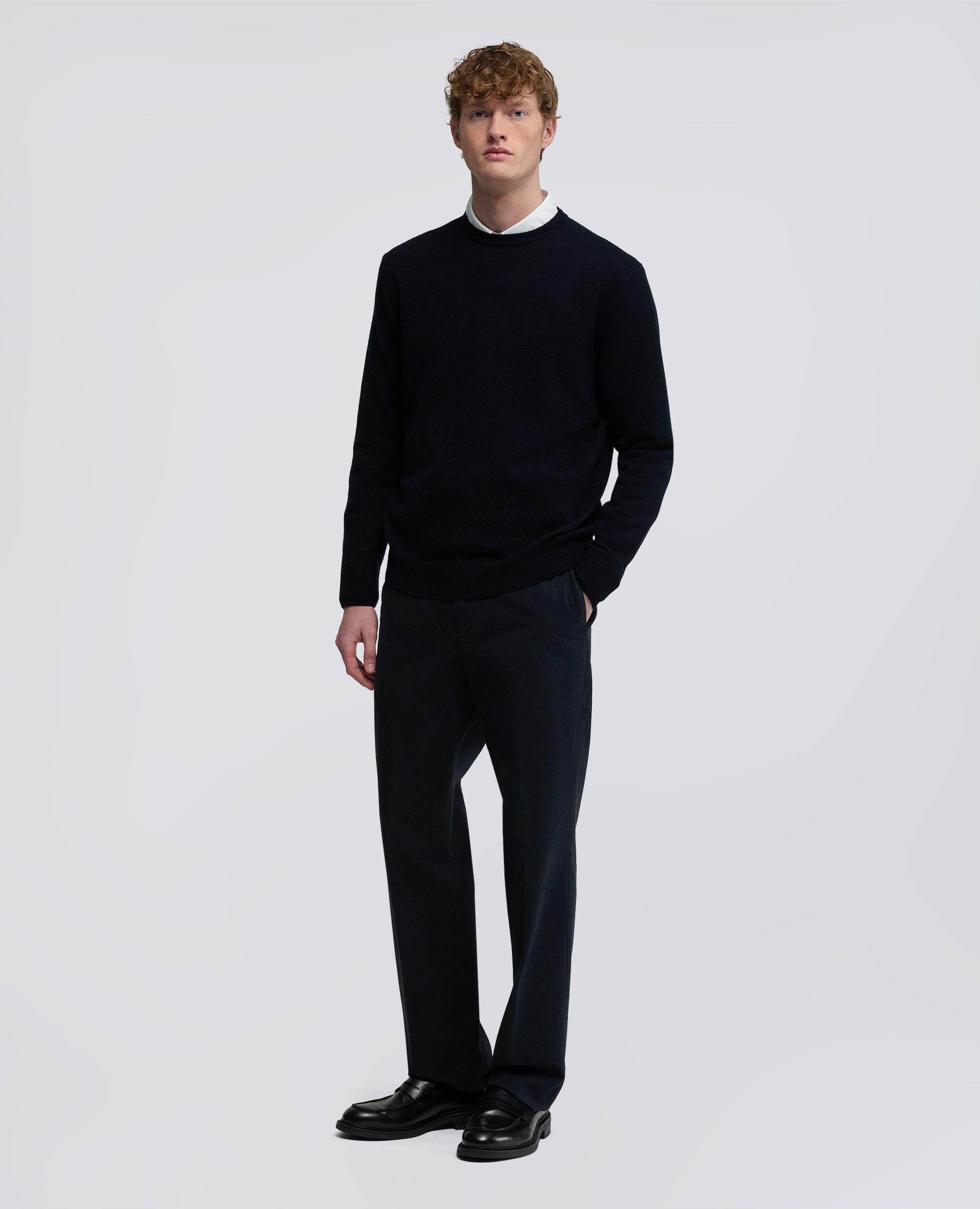 PANTALONE NEW HERMAN IN GABARDINA DI COTONE-NAVY-NAVY-AZUL MARINO-NAVY-NAVY