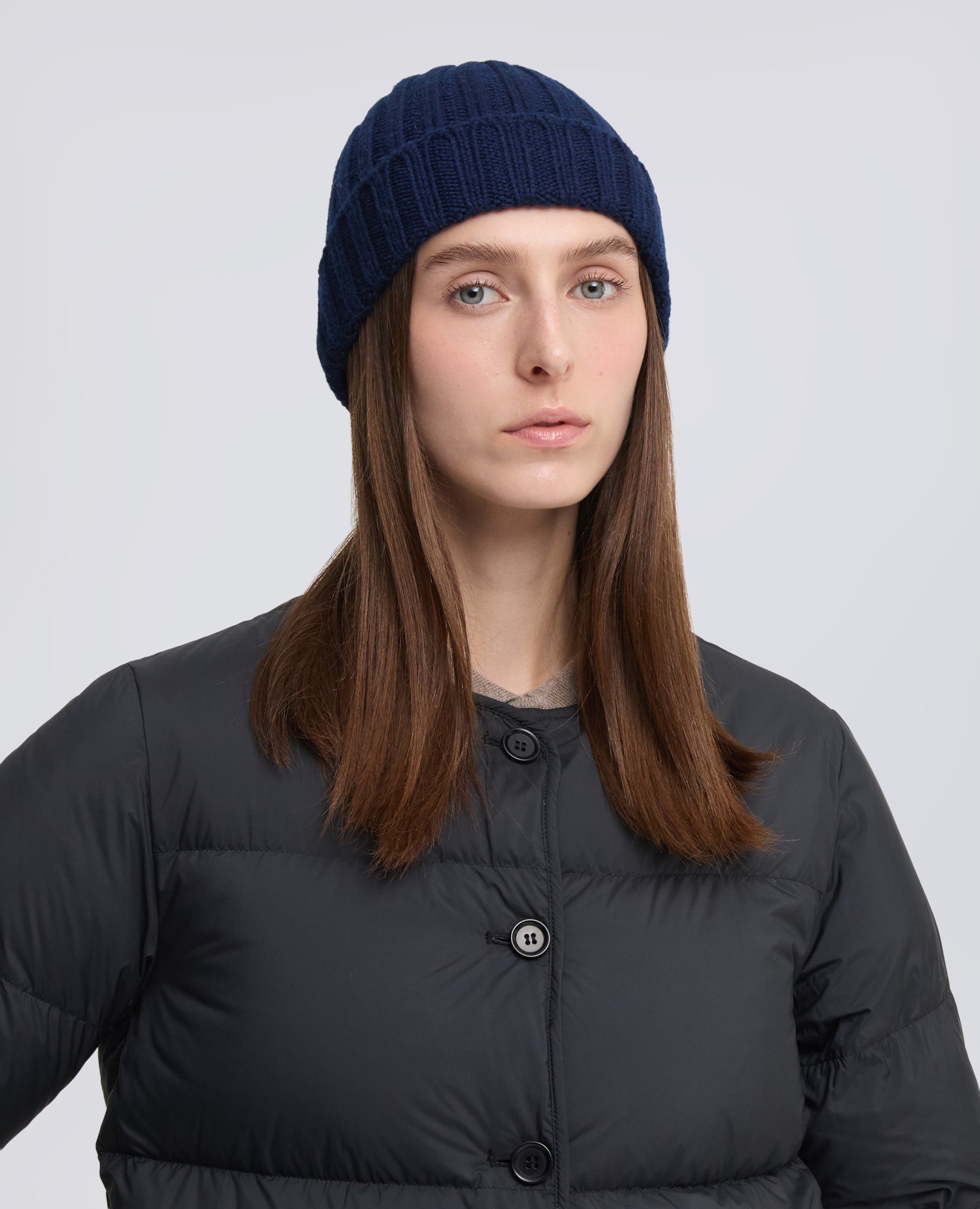 BONNET EN LAINE COTELEE - BLEU - ASPESI