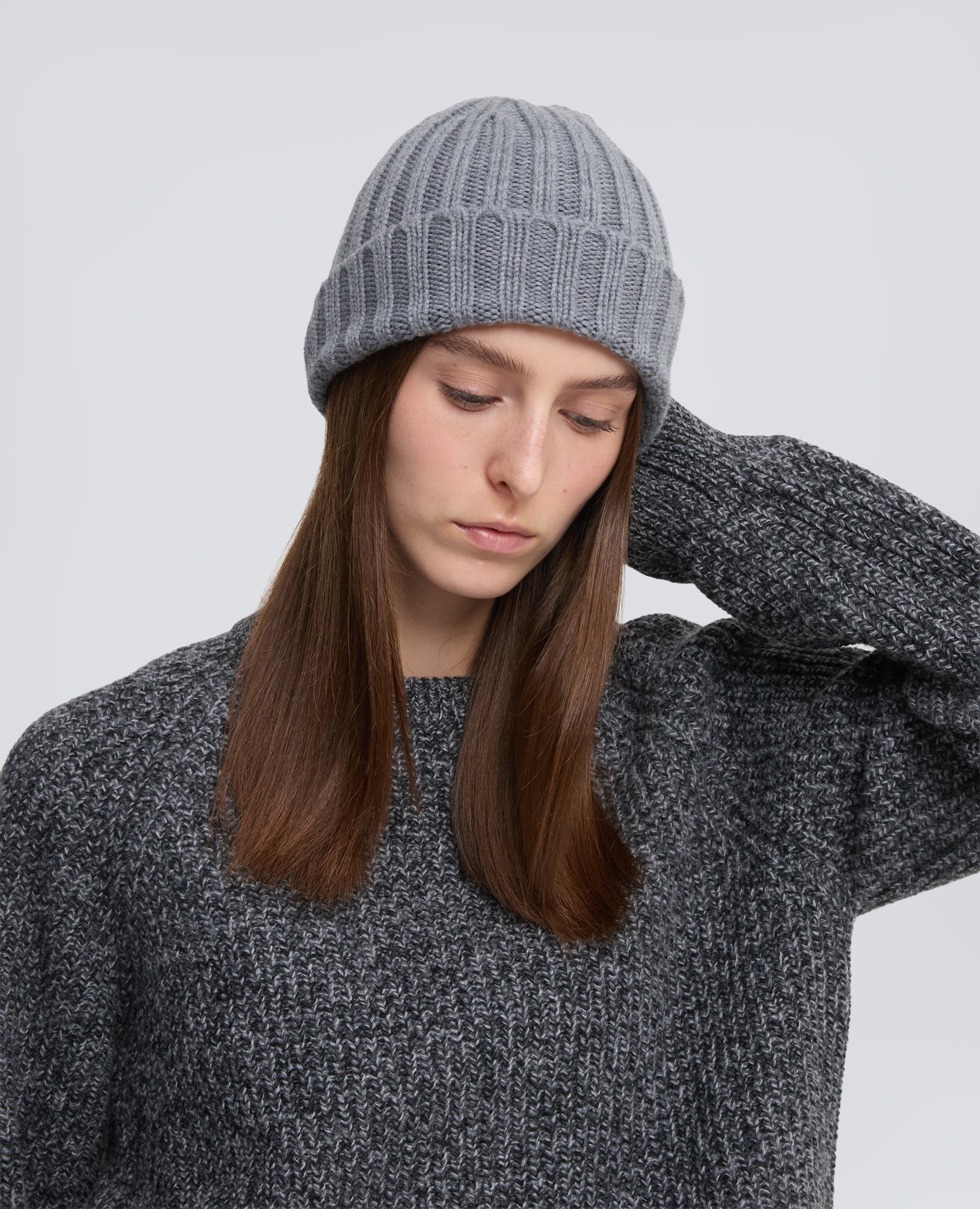 BONNET EN LAINE COTELEE - GRIS - ASPESI