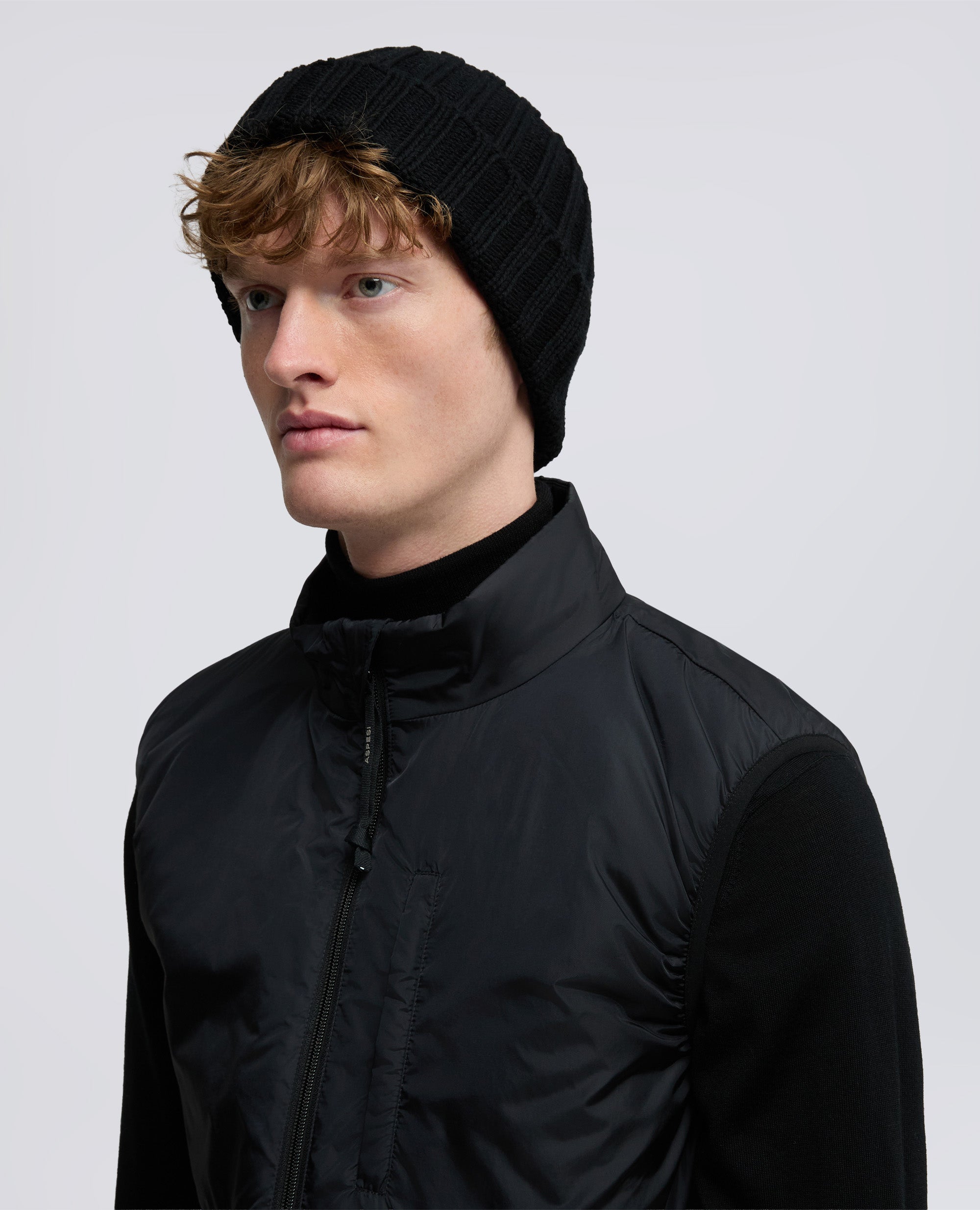 BERRETTO IN LANA A COSTE-NERO-BLACK-NEGRO-SCHWARZ-NOIR