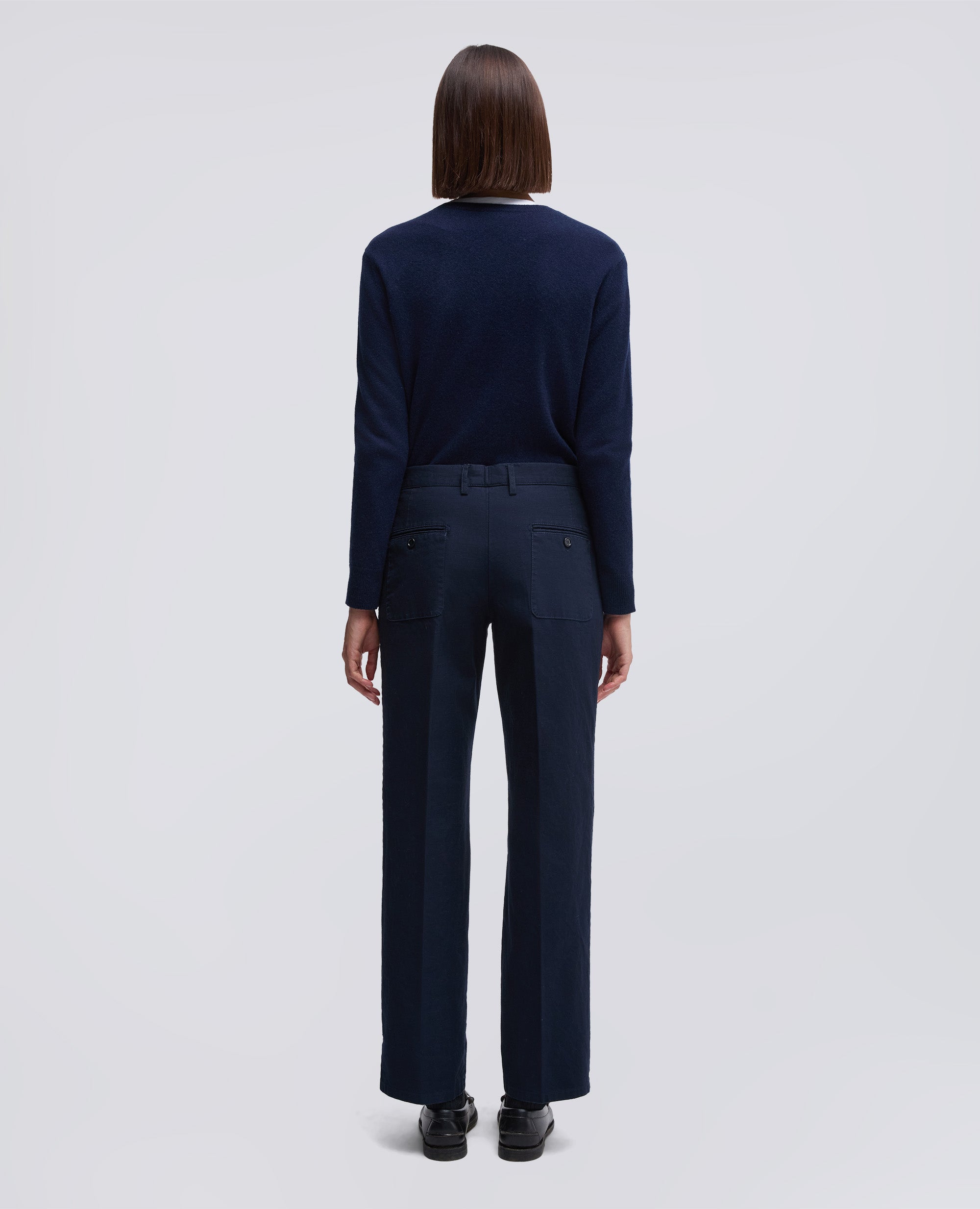 PANTALONE IN GABARDINA DI COTONE CON PINCES-NAVY-NAVY-AZUL MARINO-NAVY-NAVY