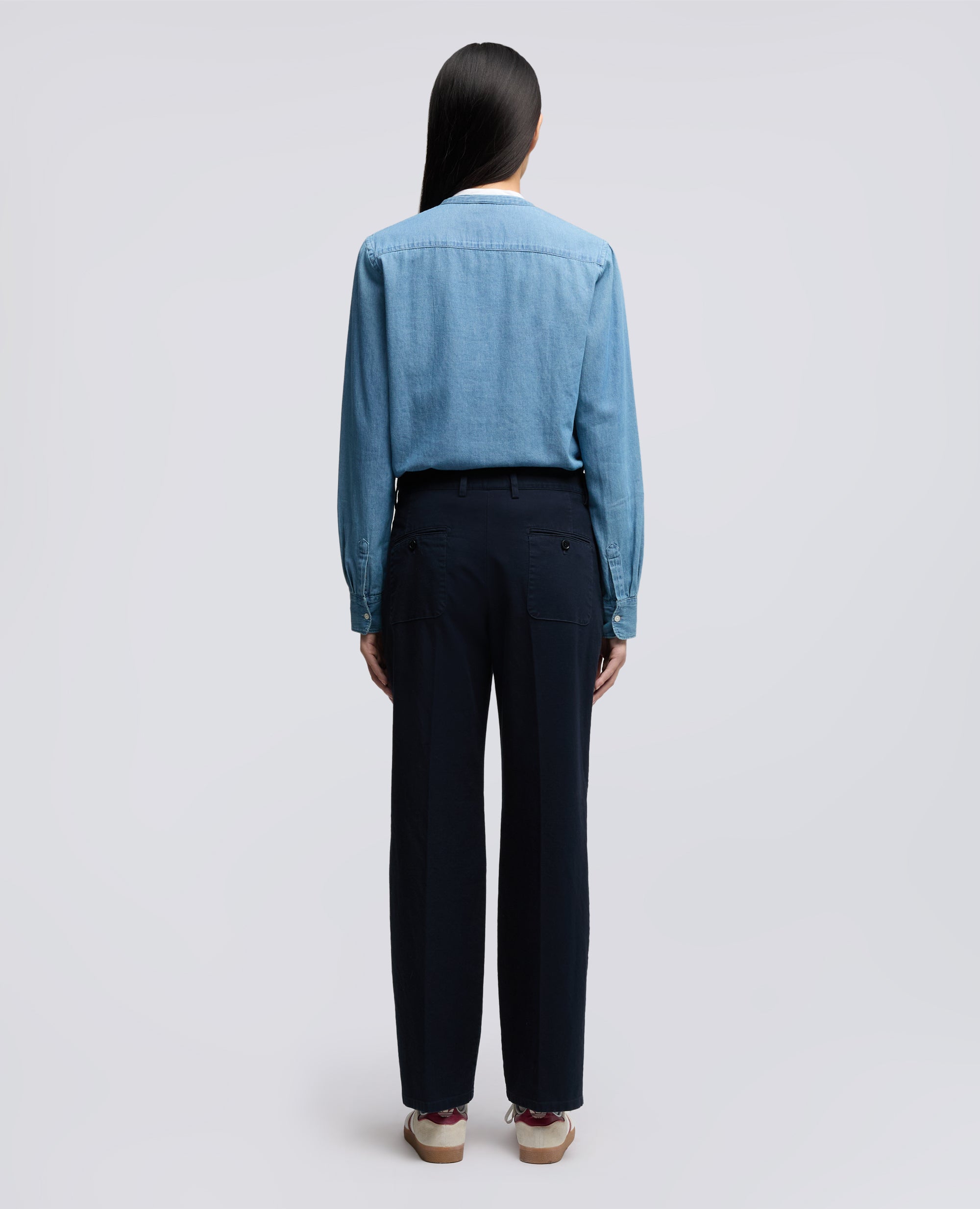 PANTALONE IN GABARDINA DI COTONE CON PINCES-NAVY-NAVY-AZUL MARINO-NAVY-NAVY