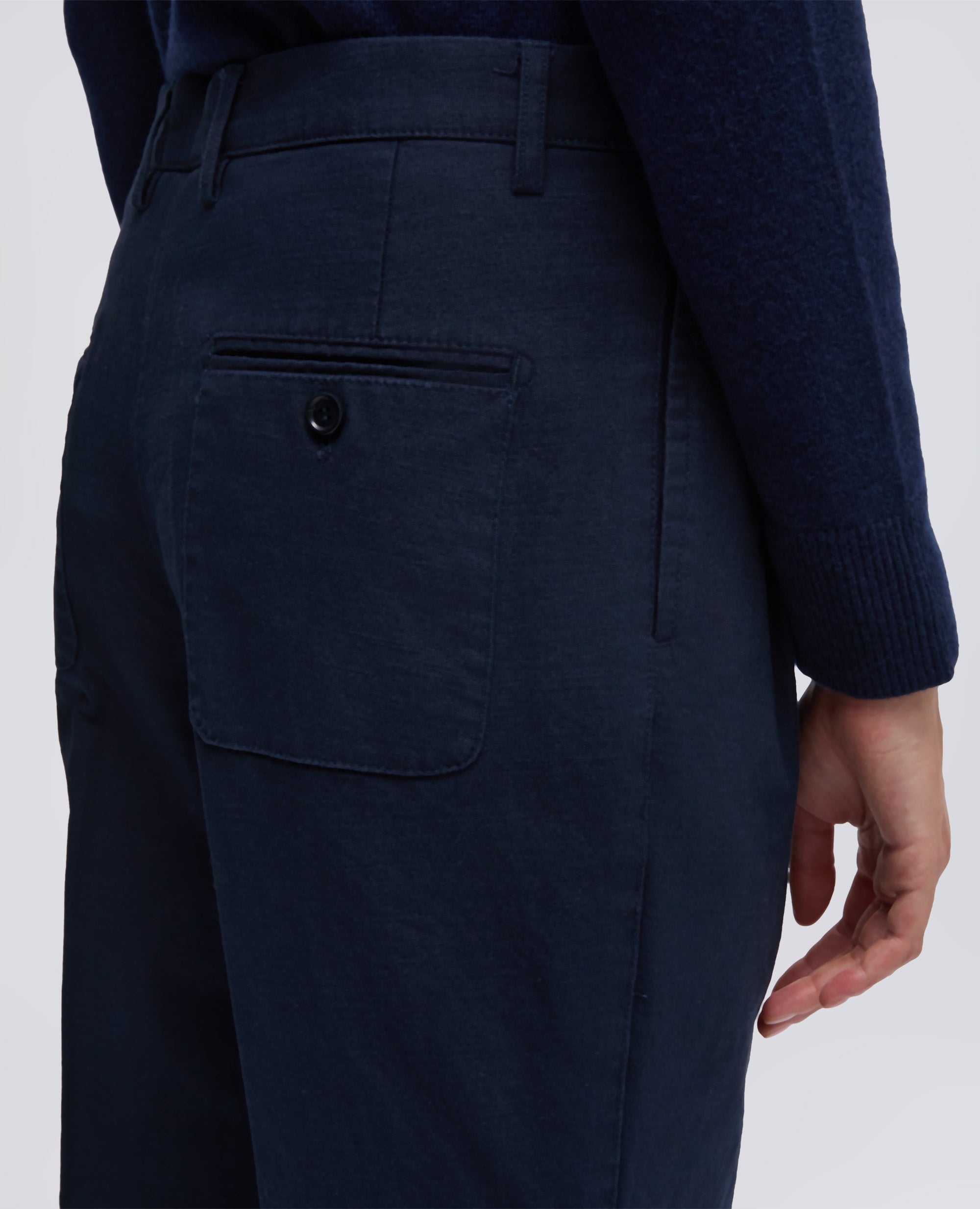 PANTALONE IN GABARDINA DI COTONE CON PINCES-NAVY-NAVY-AZUL MARINO-NAVY-NAVY