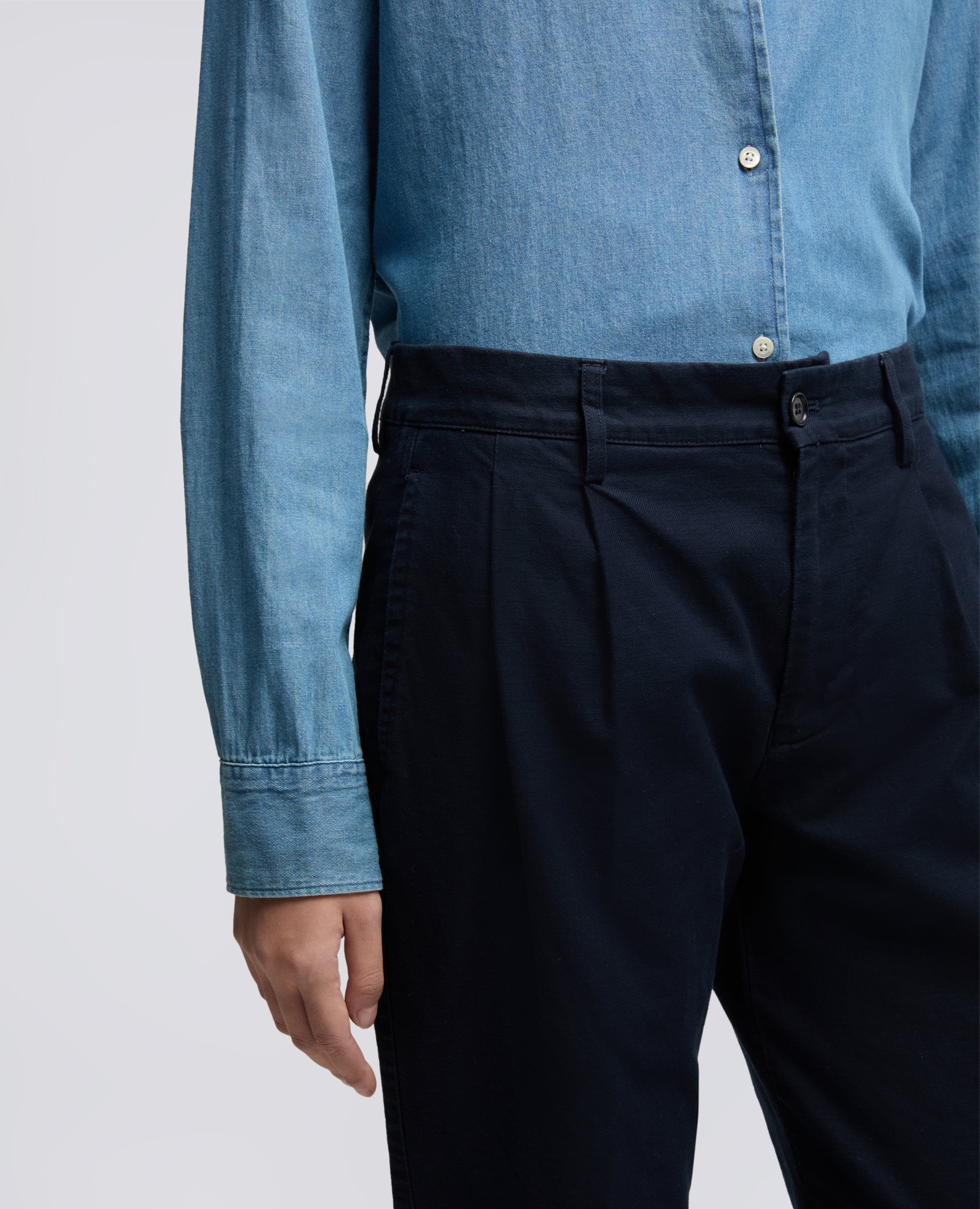 PANTALONE IN GABARDINA DI COTONE CON PINCES-NAVY-NAVY-AZUL MARINO-NAVY-NAVY