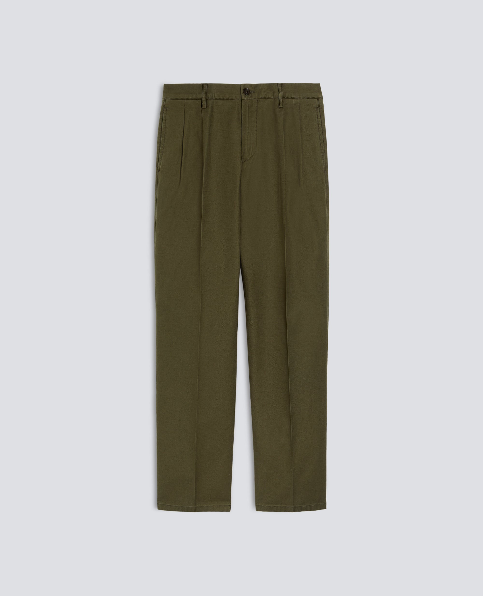 PANTALONE IN GABARDINA DI COTONE CON PINCES-MILITARE-MILITARY-MILITAR-MILITAR-MILITAIRE