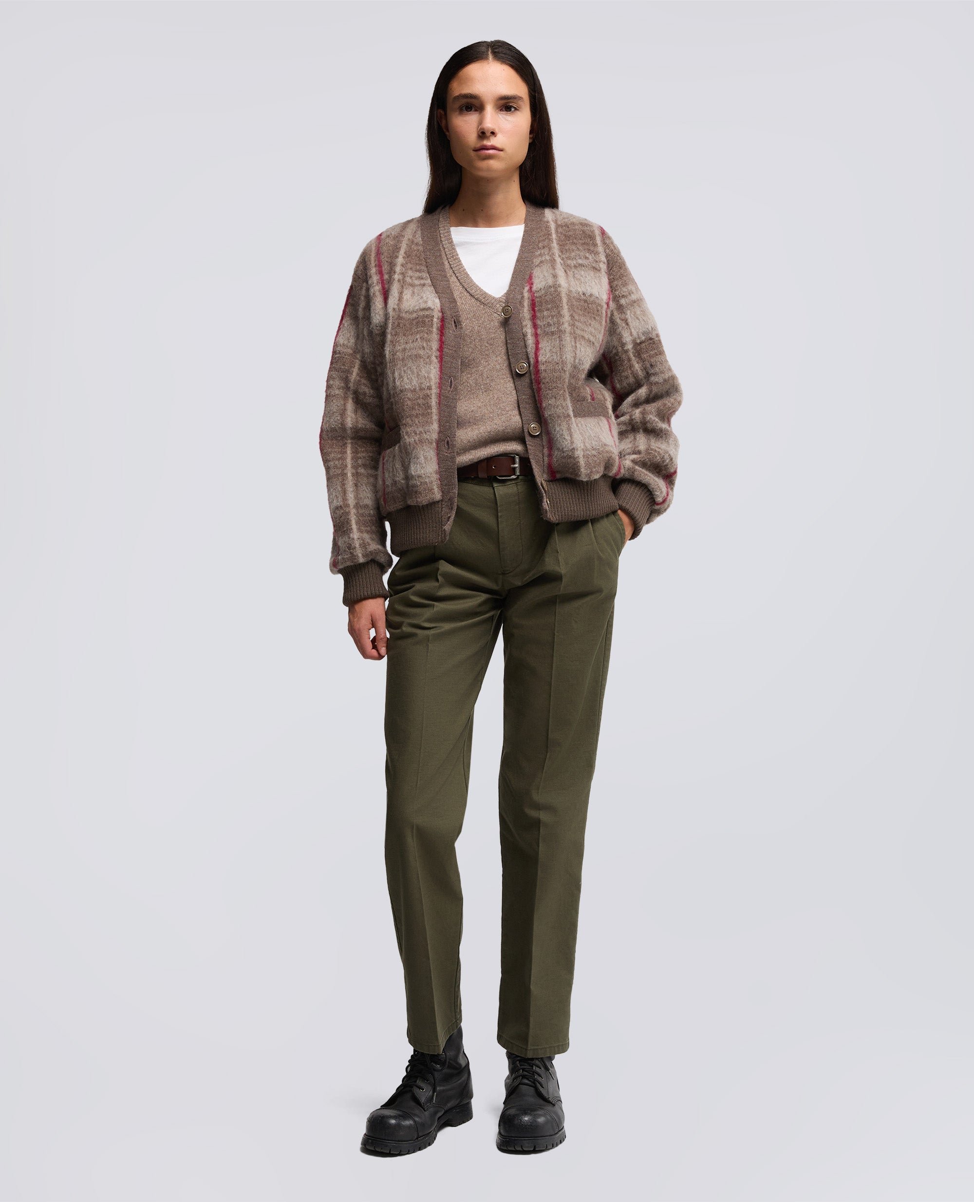 PANTALONE IN GABARDINA DI COTONE CON PINCES-MILITARE-MILITARY-MILITAR-MILITAR-MILITAIRE