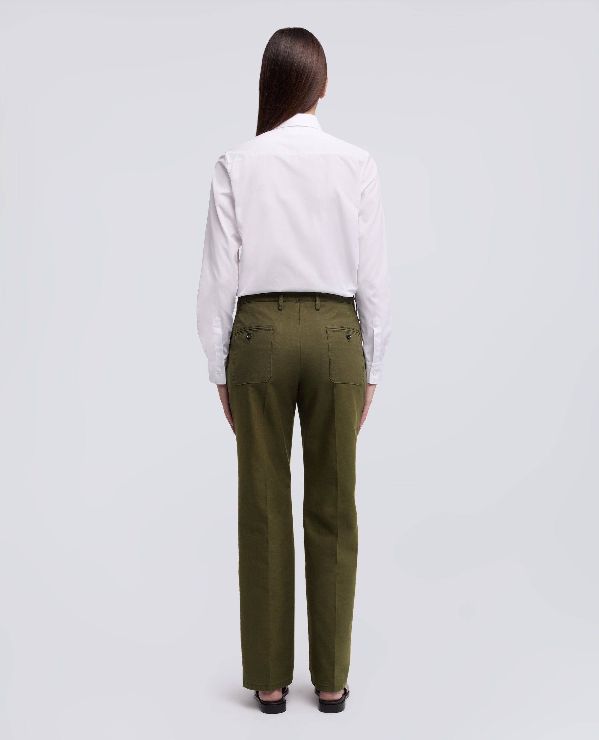 PANTALONE IN GABARDINA DI COTONE CON PINCES-MILITARE-MILITARY-MILITAR-MILITAR-MILITAIRE
