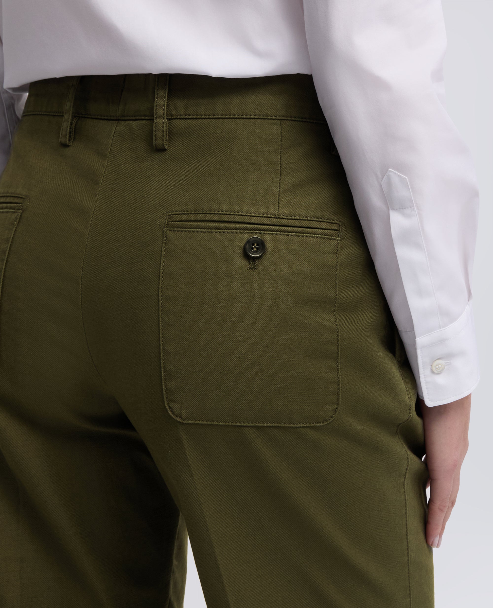 PANTALONE IN GABARDINA DI COTONE CON PINCES-MILITARE-MILITARY-MILITAR-MILITAR-MILITAIRE