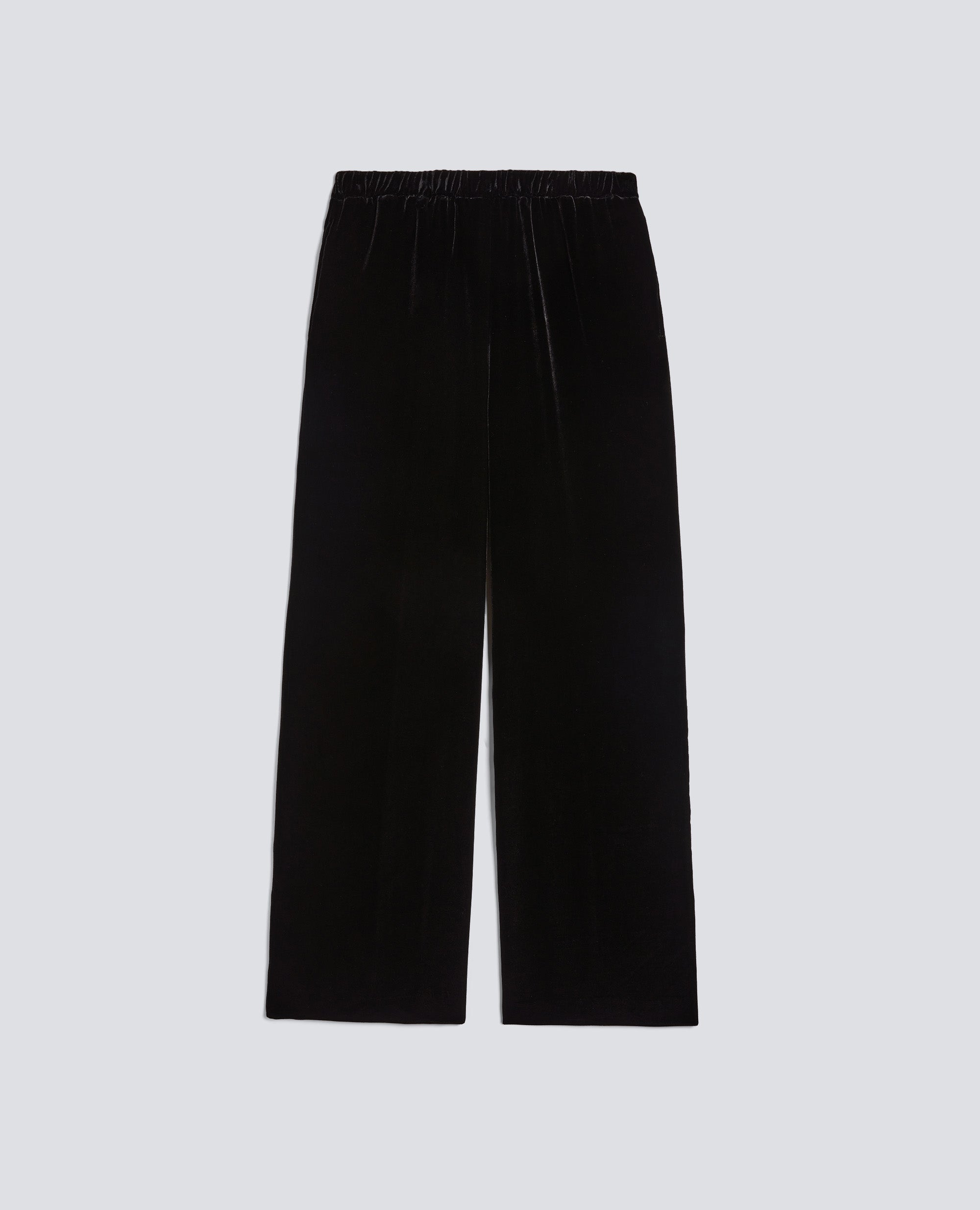 PANTALONE AMPIO IN VELLUTO LISCIO-NERO-BLACK-NEGRO-SCHWARZ-NOIR