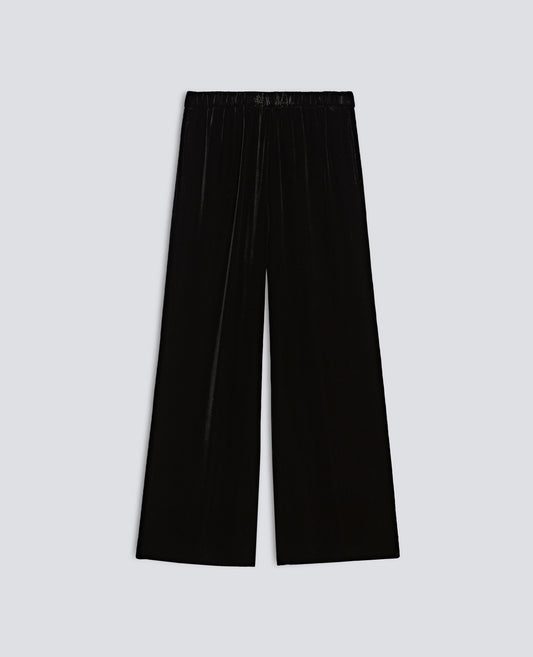 WIDE TROUSERS IN SMOOTH VELVET - NERO - ASPESI