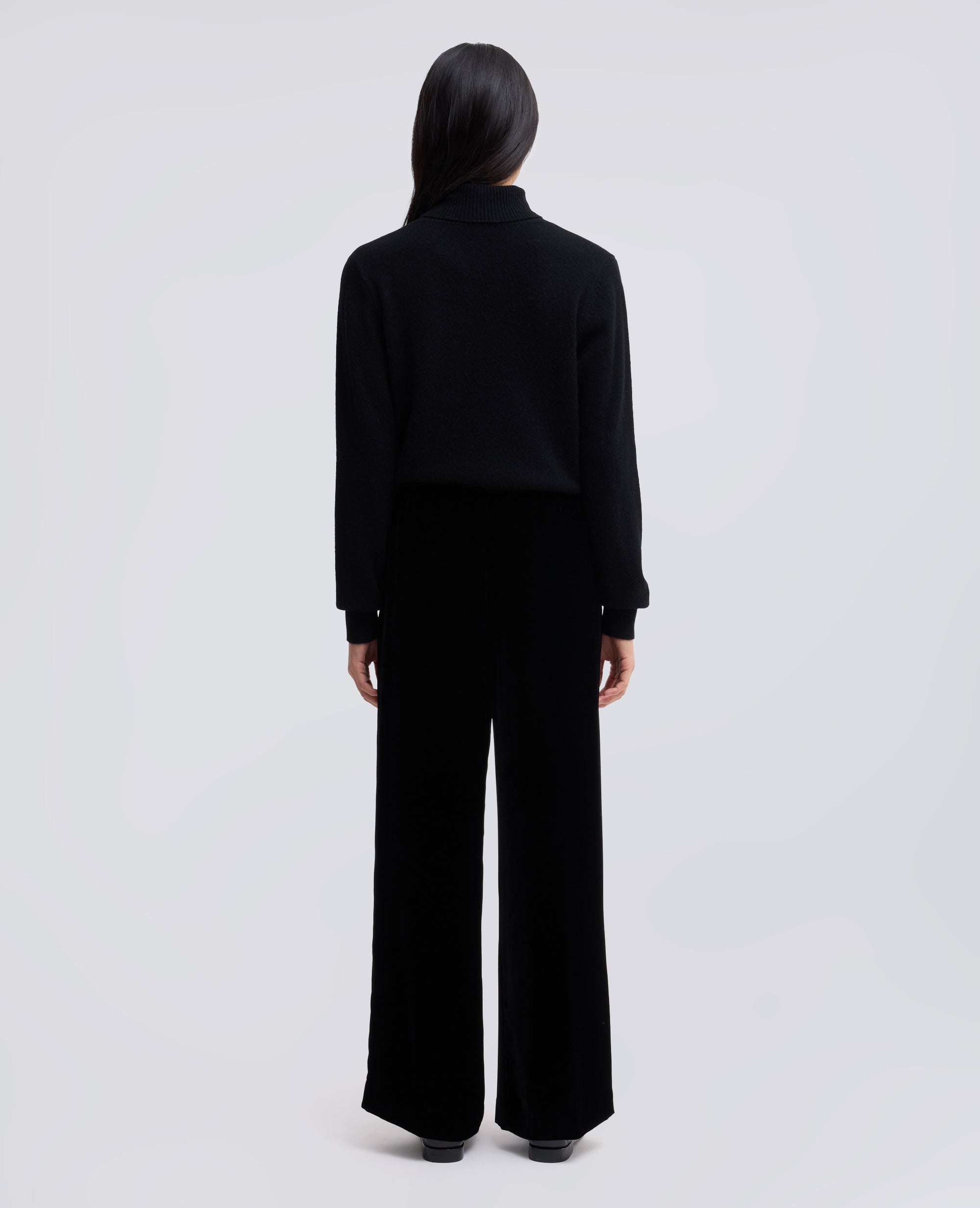 PANTALONE AMPIO IN VELLUTO LISCIO - NERO - ASPESI
