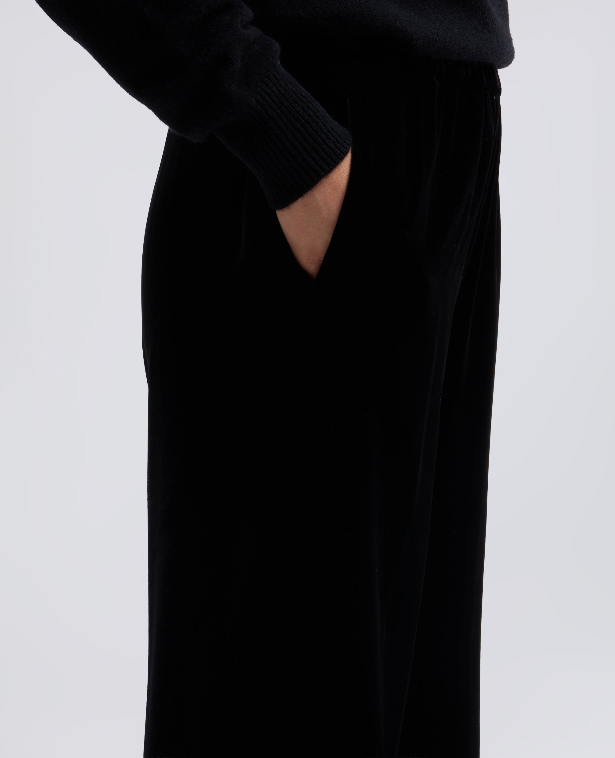 PANTALONE AMPIO IN VELLUTO LISCIO - NERO - ASPESI