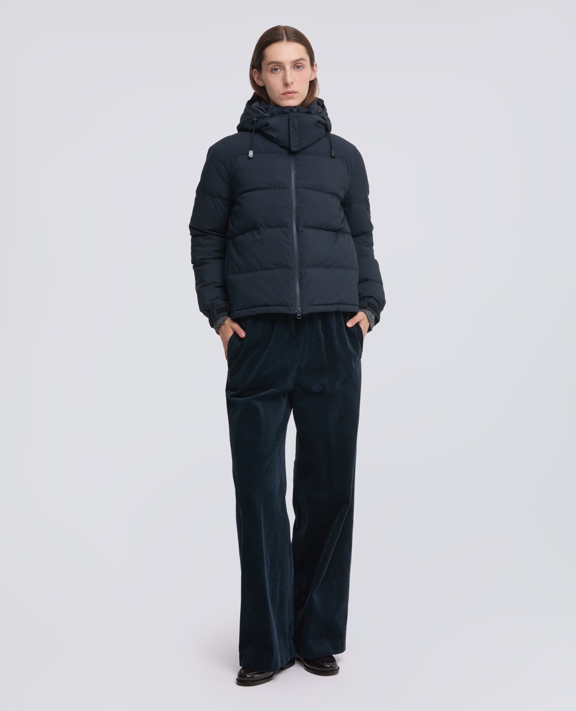 PANTALON LARGE EN VELOURS COTELE - NAVY - ASPESI