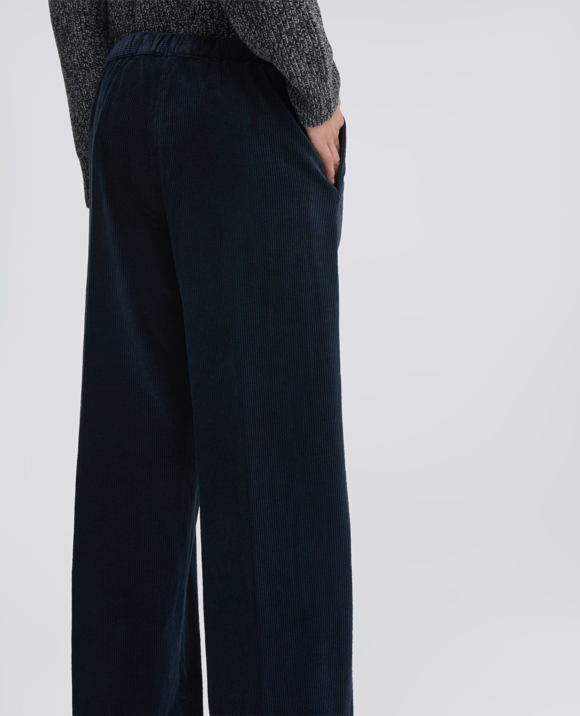 PANTALON LARGE EN VELOURS COTELE - NAVY - ASPESI
