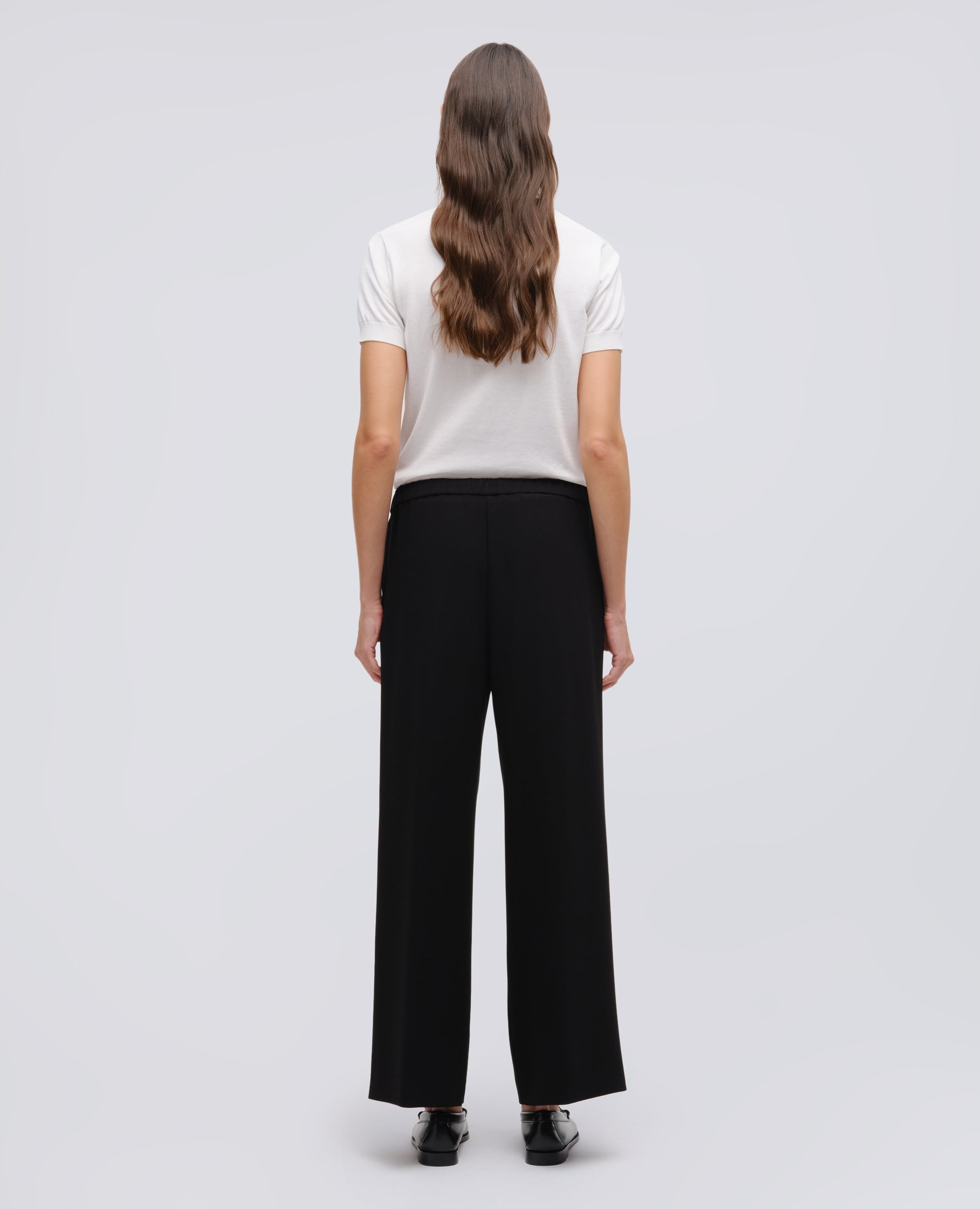 PANTALONE IN CADY CREPE CON ELASTICO-NERO-BLACK-NEGRO-SCHWARZ-NOIR