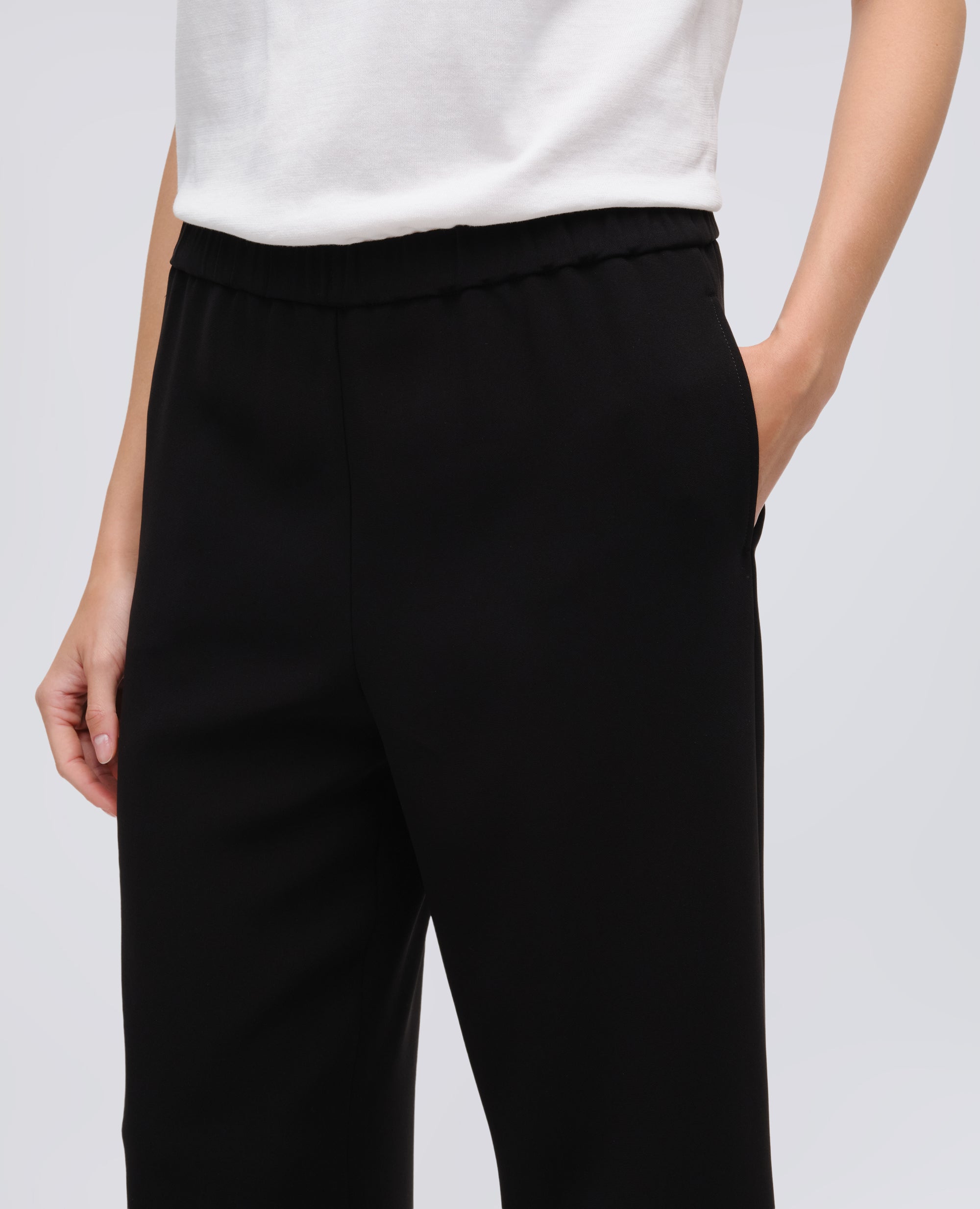 PANTALONE IN CADY CREPE CON ELASTICO-NERO-BLACK-NEGRO-SCHWARZ-NOIR