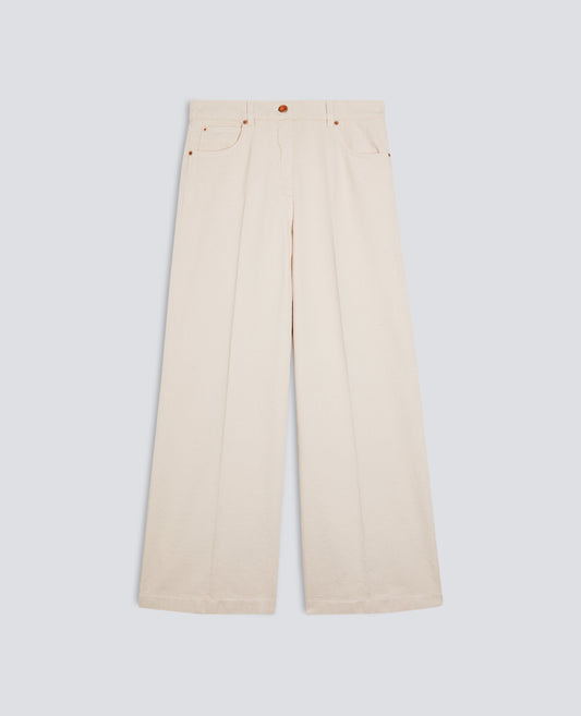 PANTALONE WIDE LEG IN DENIM-BURRO-ECRU-MANTEQUILLA-ECRU-BEURRE