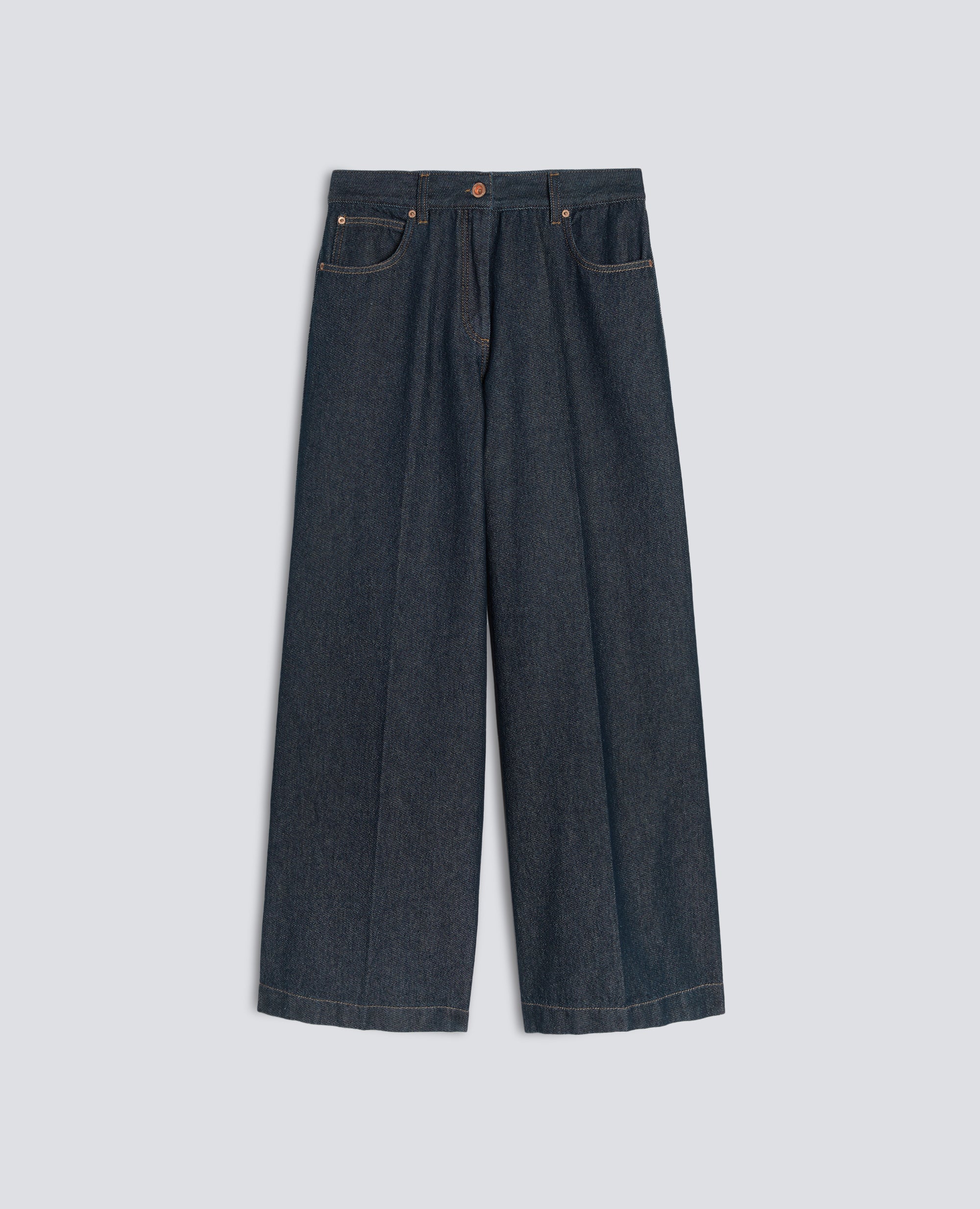 PANTALONE WIDE LEG IN DENIM DI COTONE - BLU - ASPESI