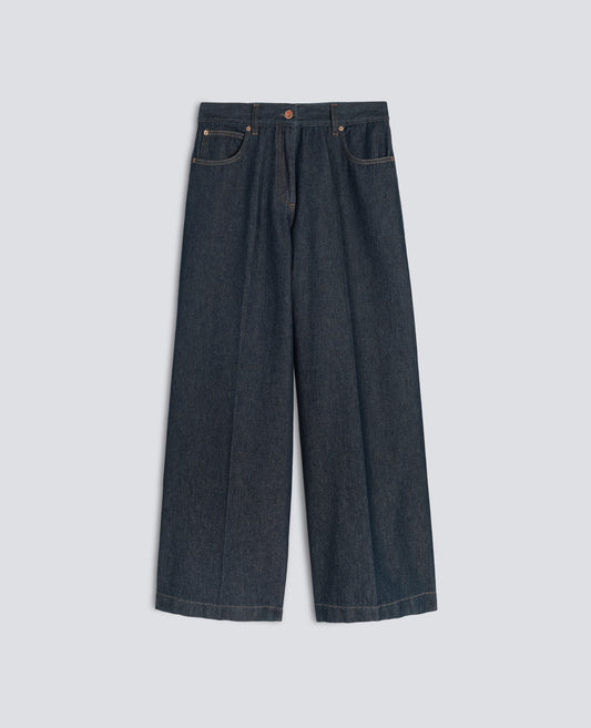 PANTALONES VAQUEROS DE PIERNA ANCHA - BLU - ASPESI