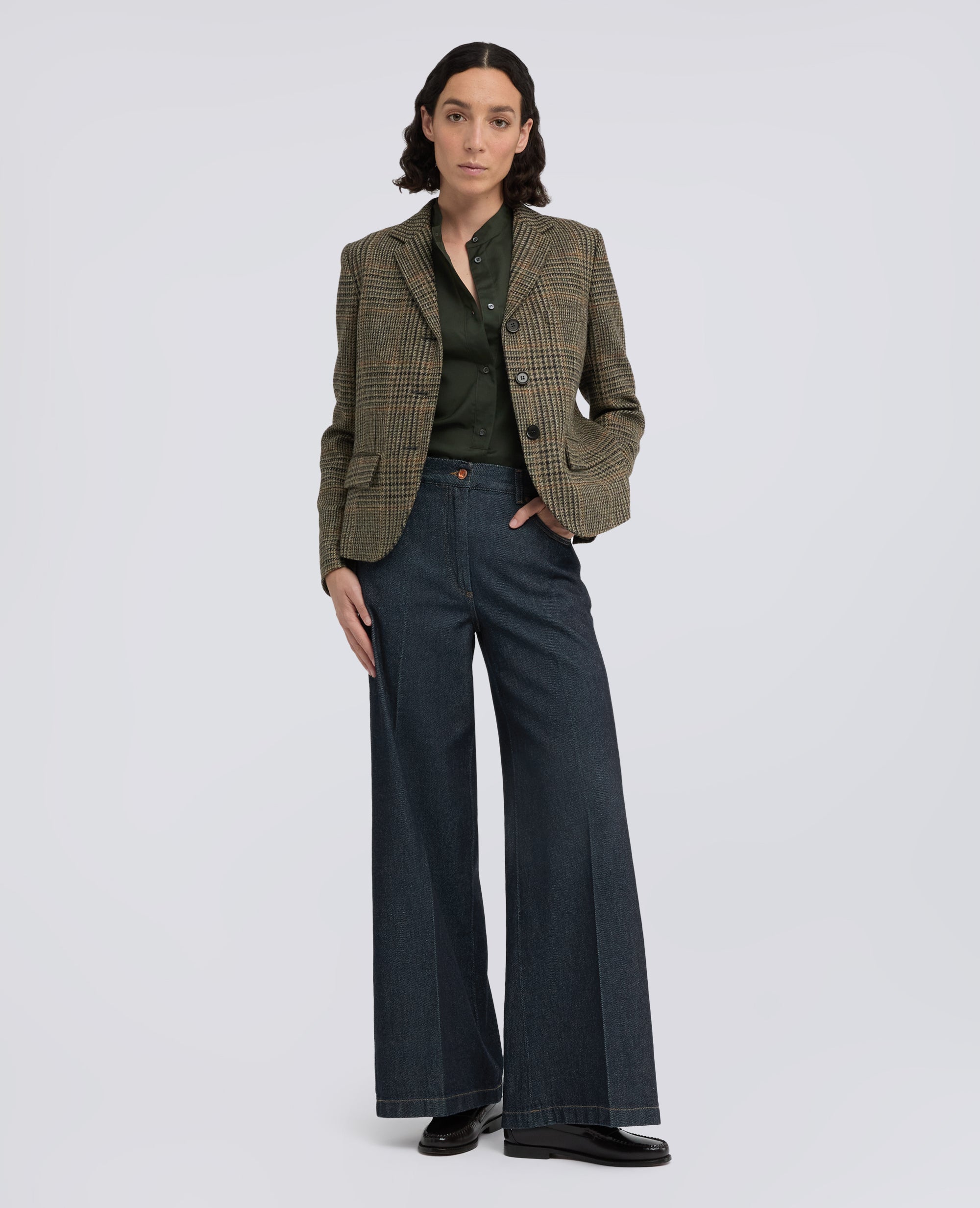 PANTALONE WIDE LEG IN DENIM DI COTONE - BLU - ASPESI