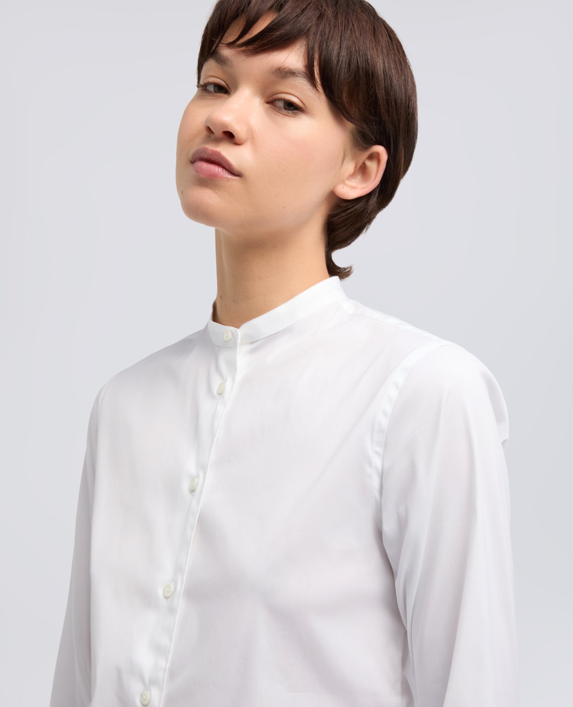 CAMICIA IN POPELINE DI MISTO COTONE-BIANCO-WHITE-BLANCO-WEISS-BLANC