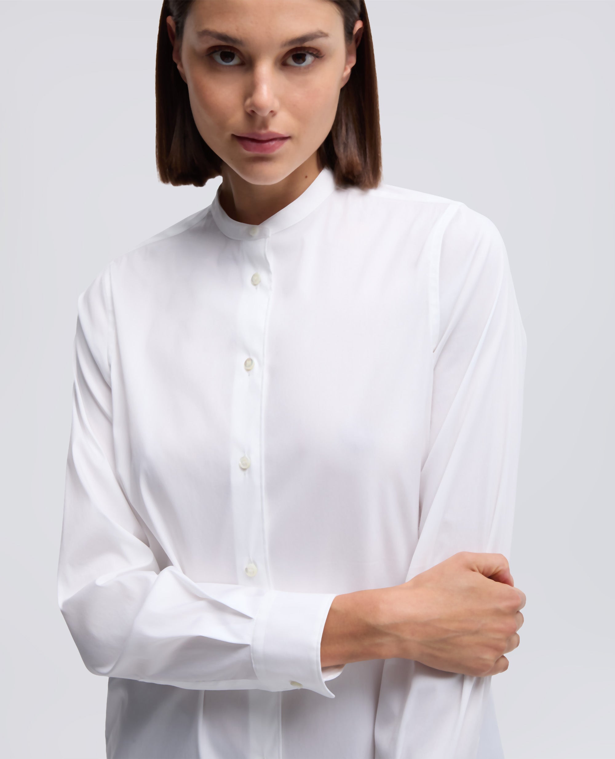 CAMICIA IN POPELINE DI MISTO COTONE-BIANCO-WHITE-BLANCO-WEISS-BLANC