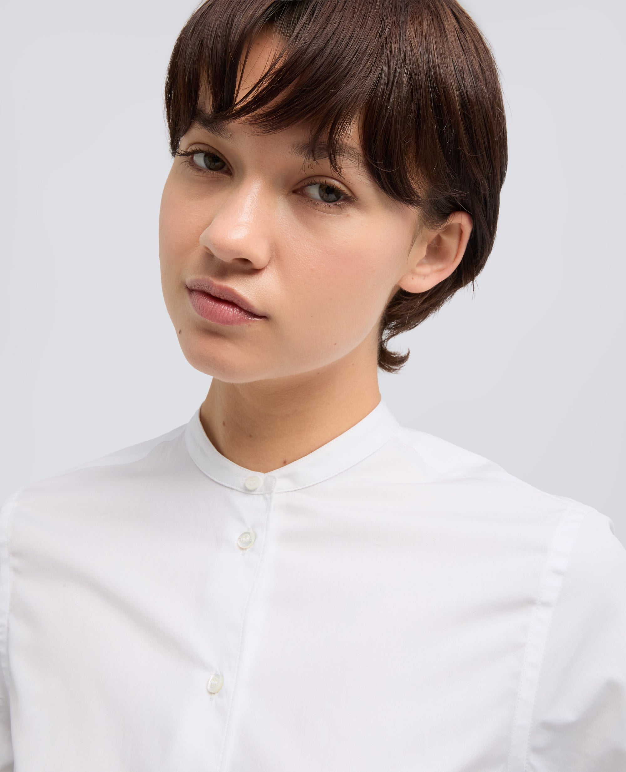 CAMICIA IN POPELINE DI COTONE-BIANCO-WHITE-BLANCO-WEISS-BLANC