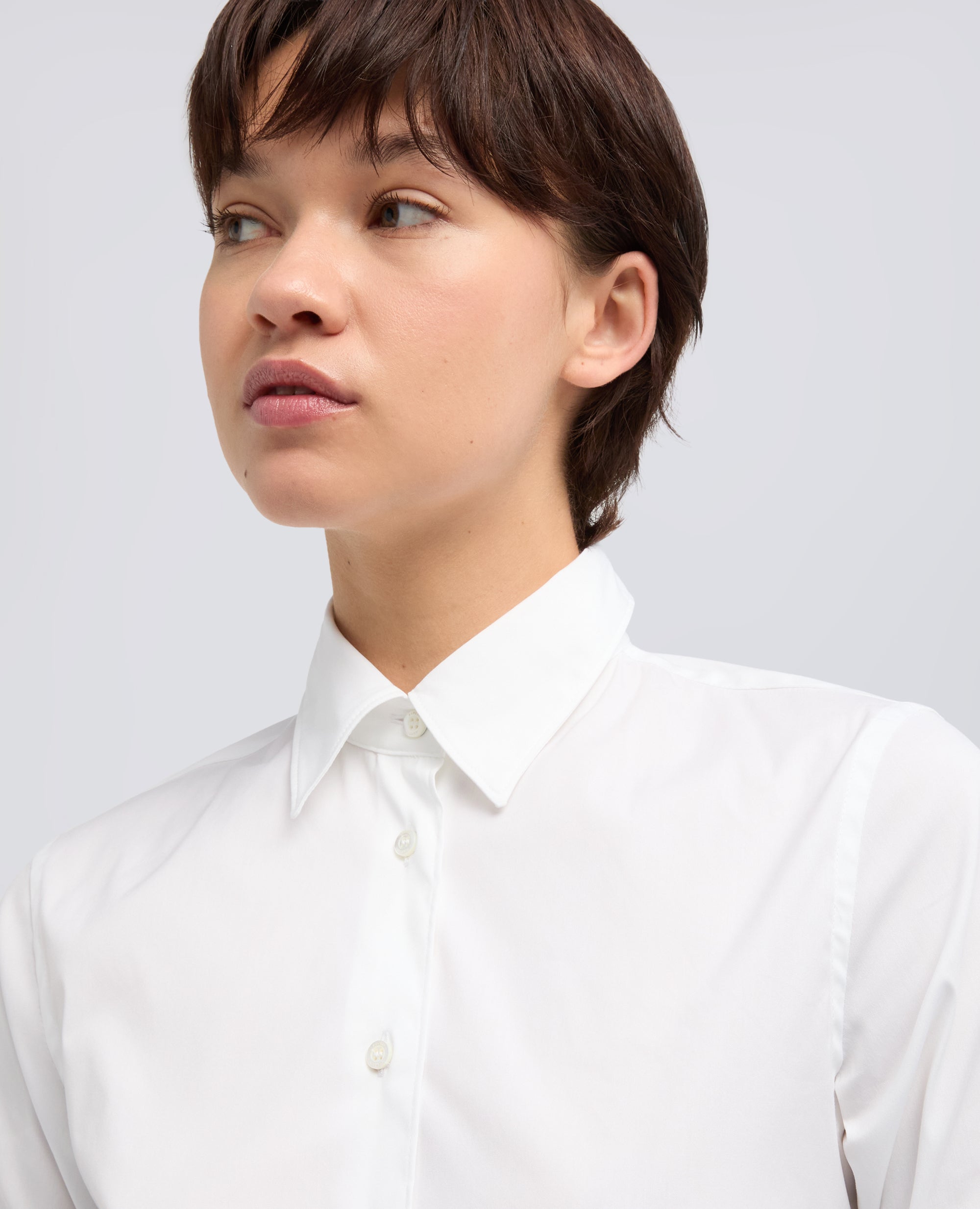 CAMICIA IN POPELINE DI MISTO COTONE STRETCH-BIANCO-WHITE-BLANCO-WEISS-BLANC